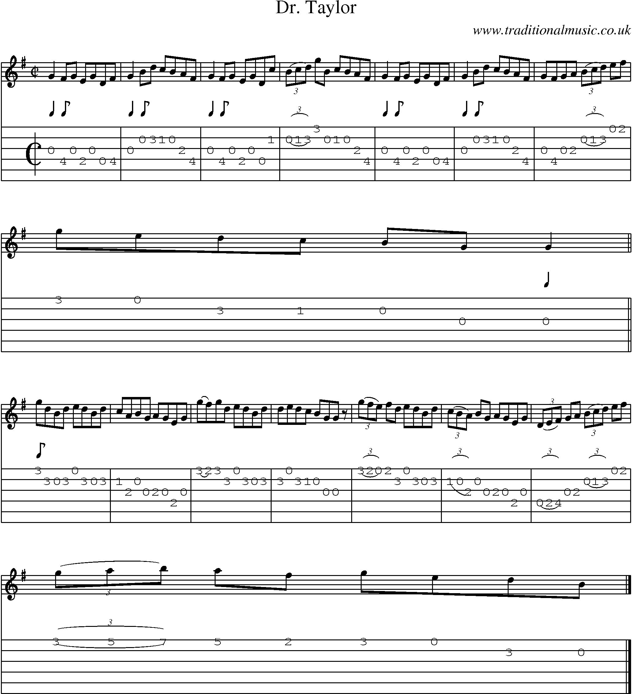 Music Score and Guitar Tabs for Dr Taylor