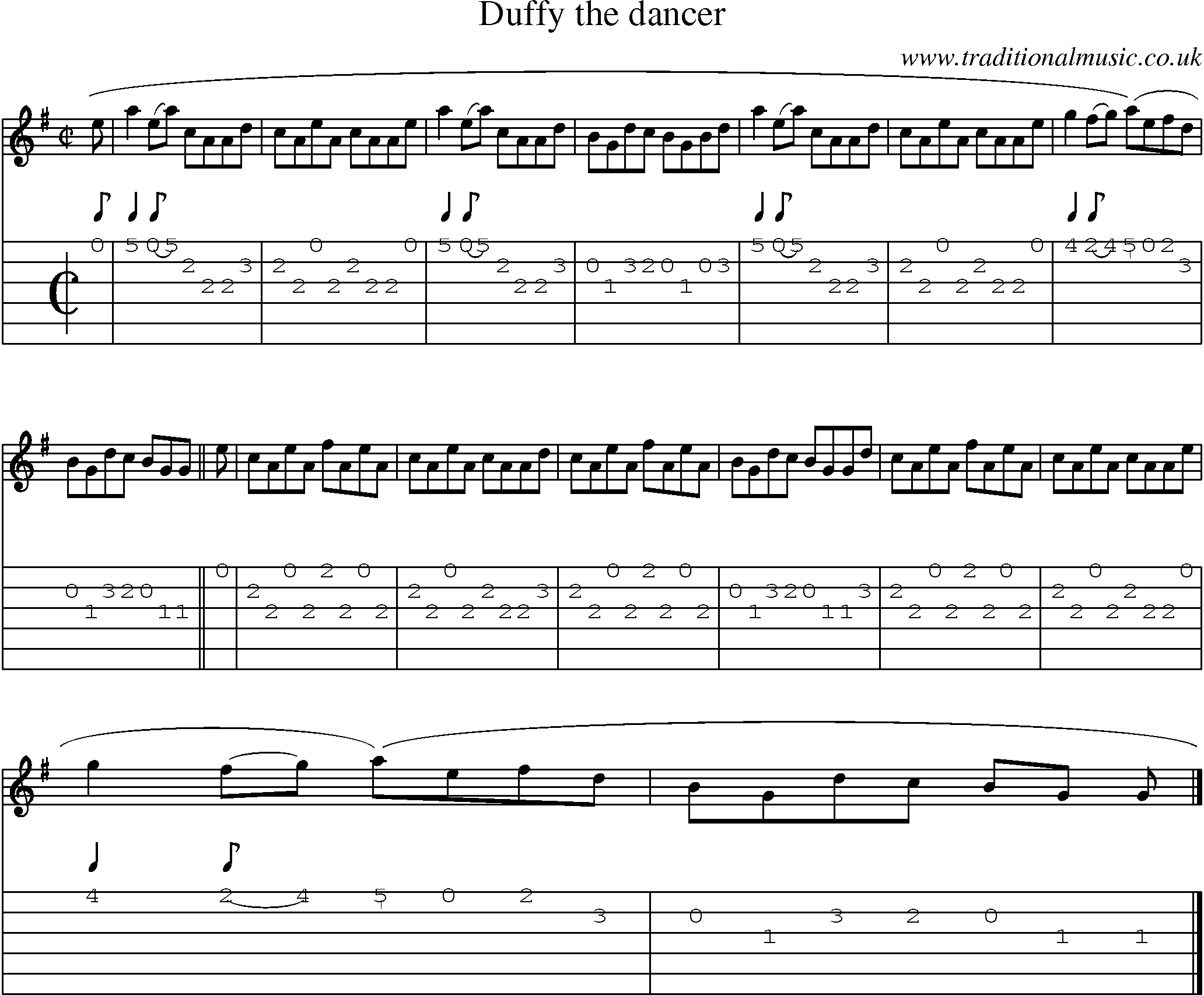 Music Score and Guitar Tabs for Duffy The Dancer