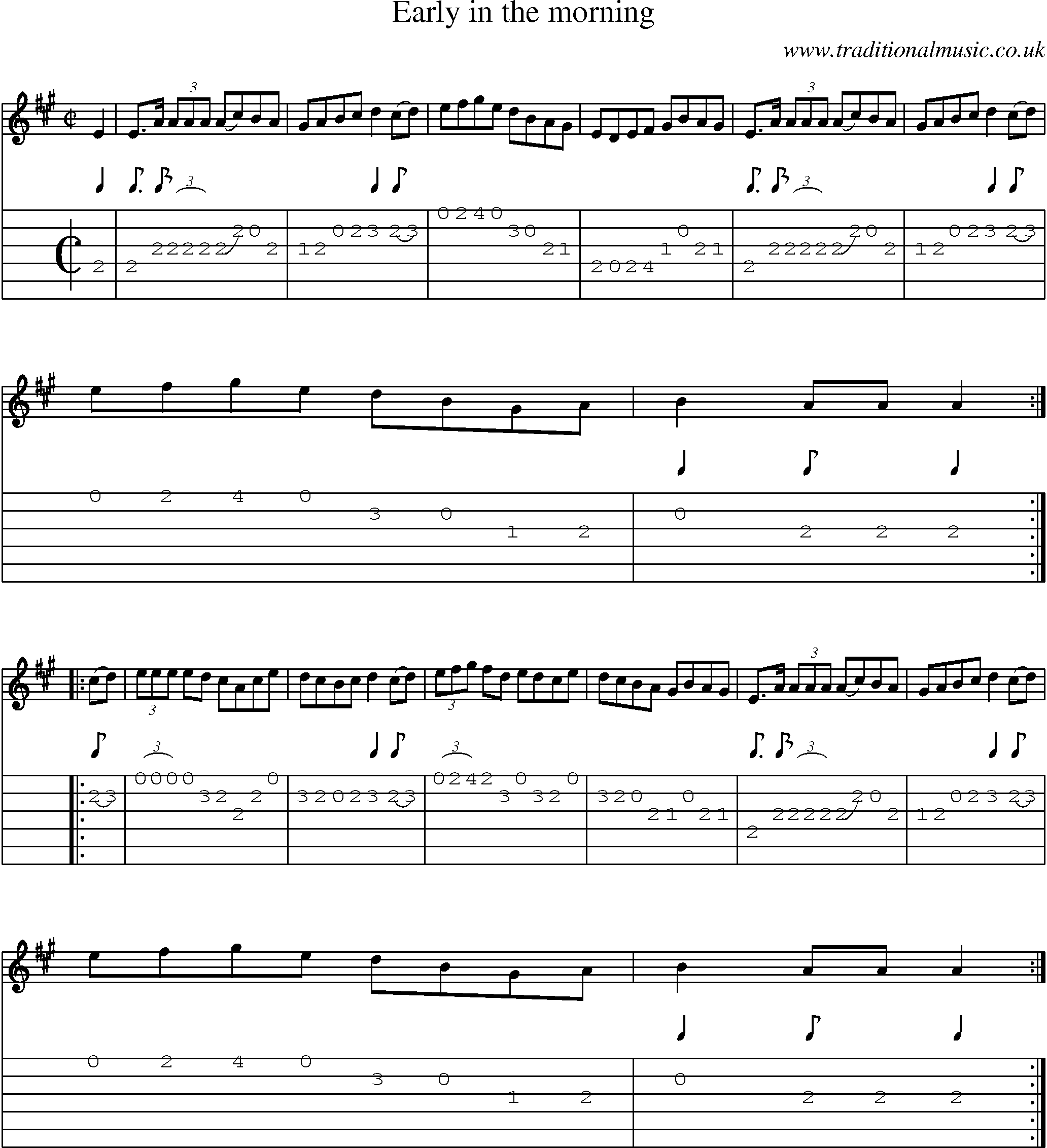 Music Score and Guitar Tabs for Early In The Morning