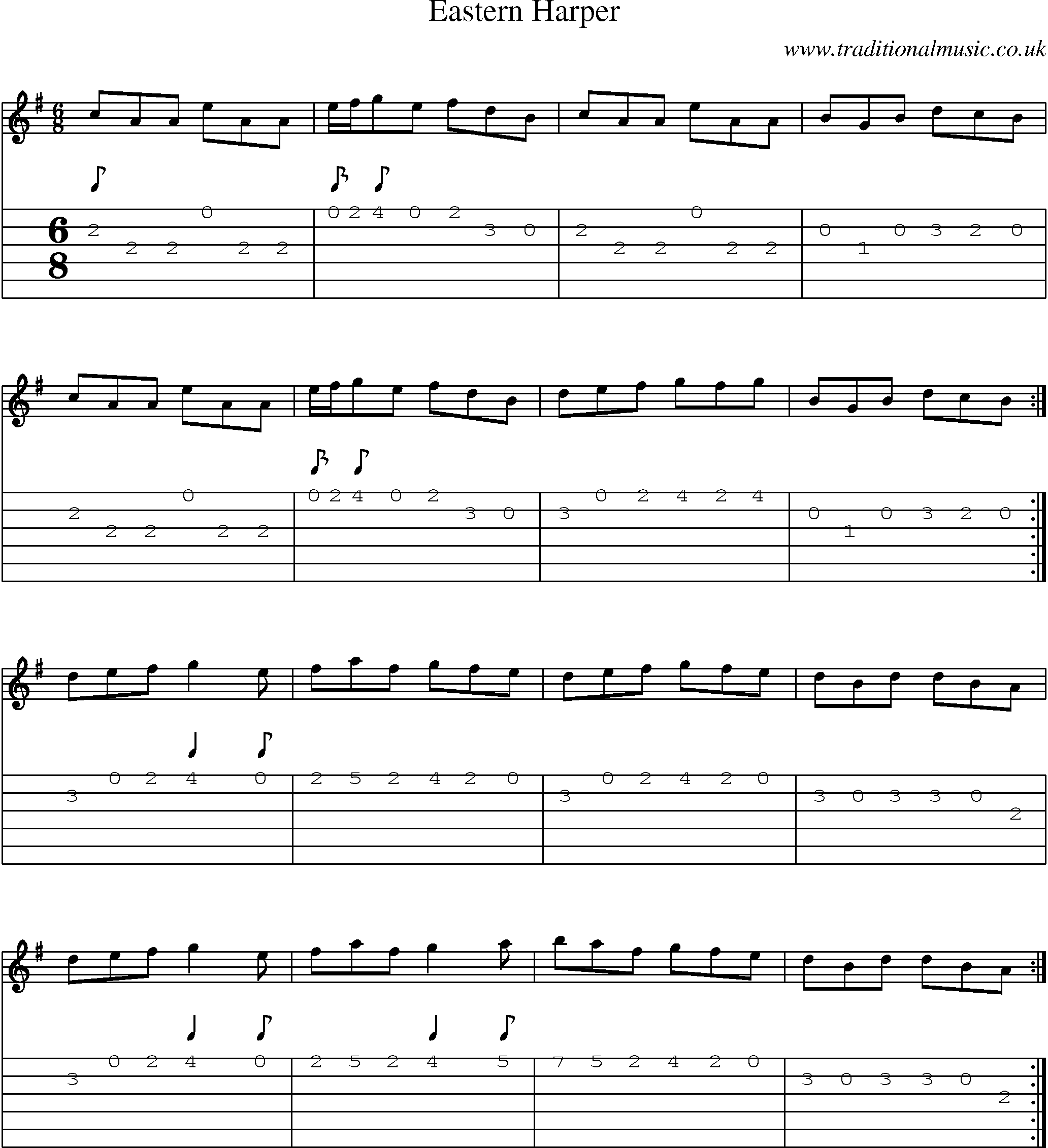 Music Score and Guitar Tabs for Eastern Harper
