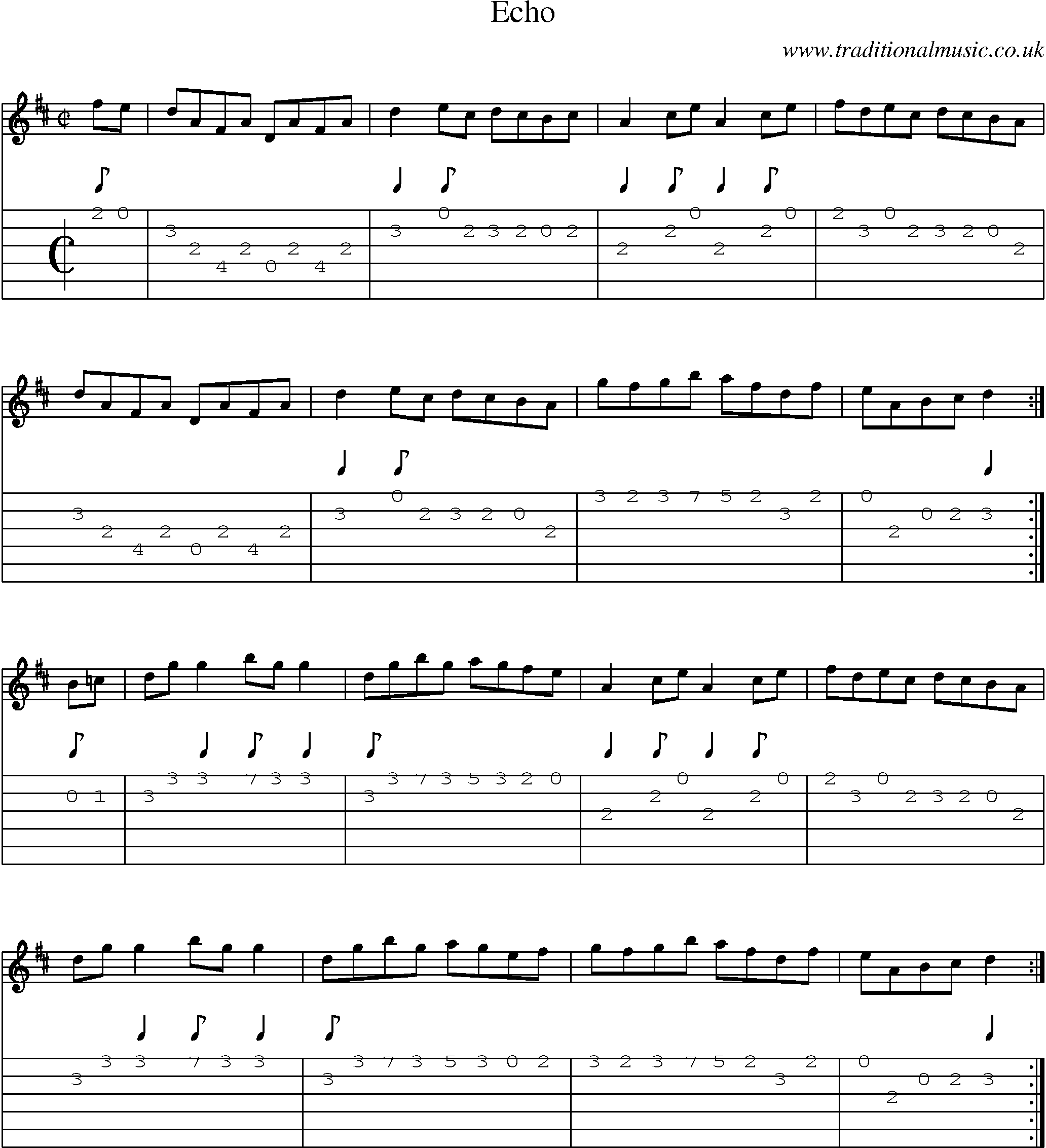 Music Score and Guitar Tabs for Echo