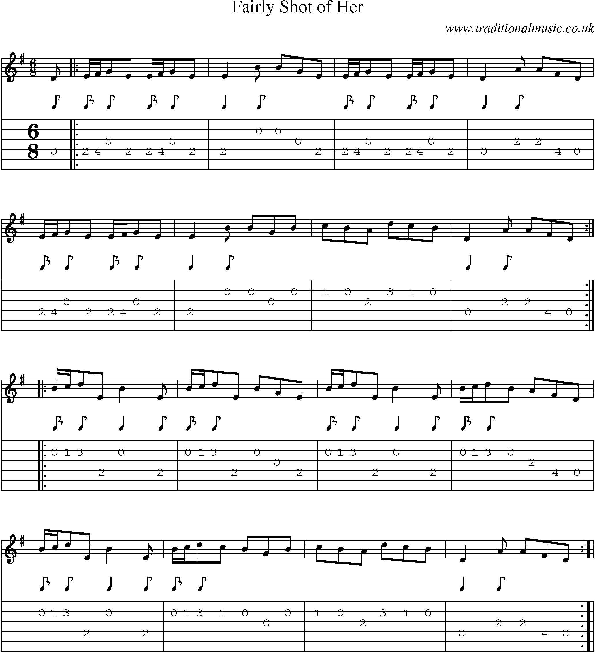 Music Score and Guitar Tabs for Fairly Shot Of Her