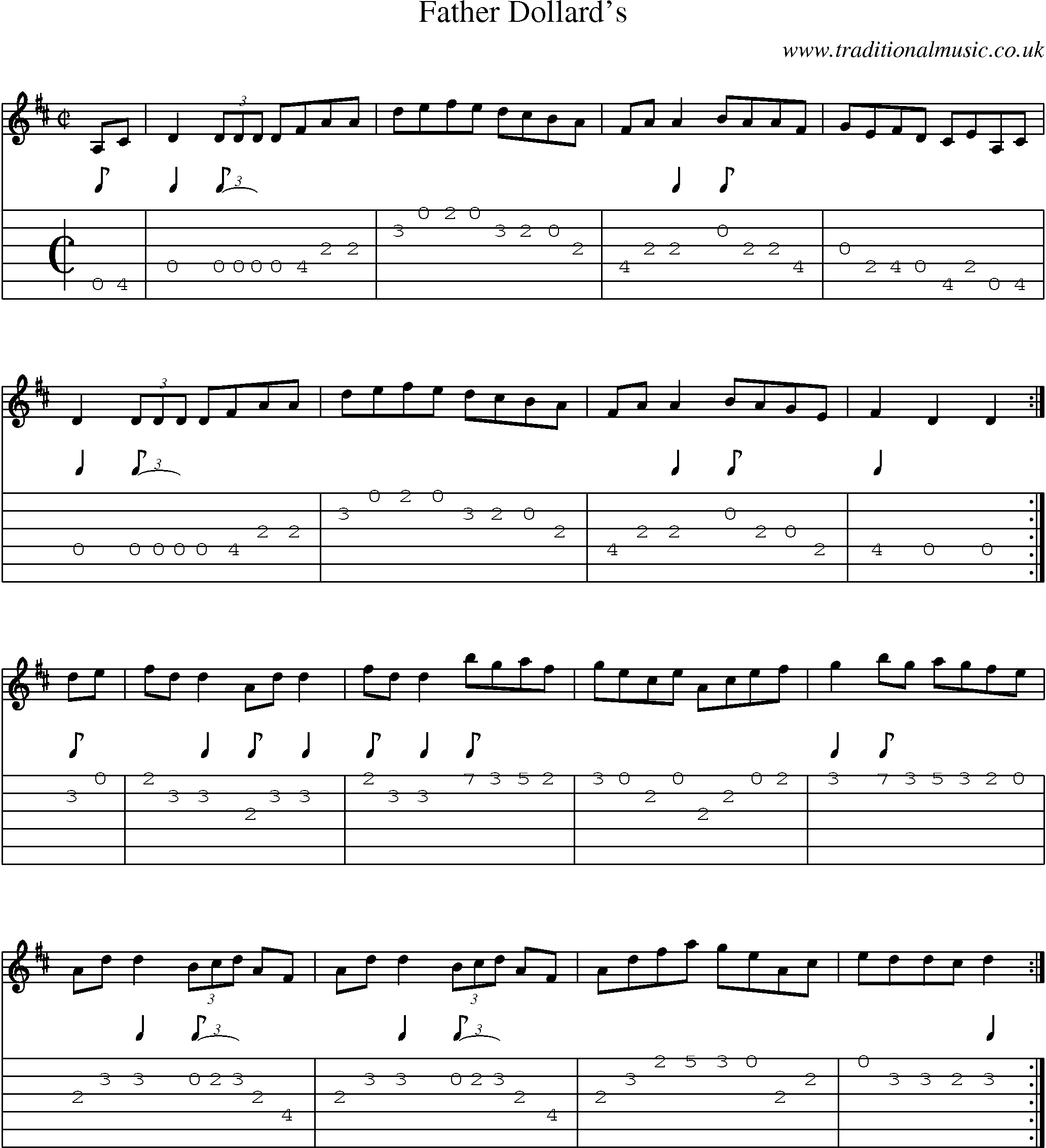 Music Score and Guitar Tabs for Father Dollards
