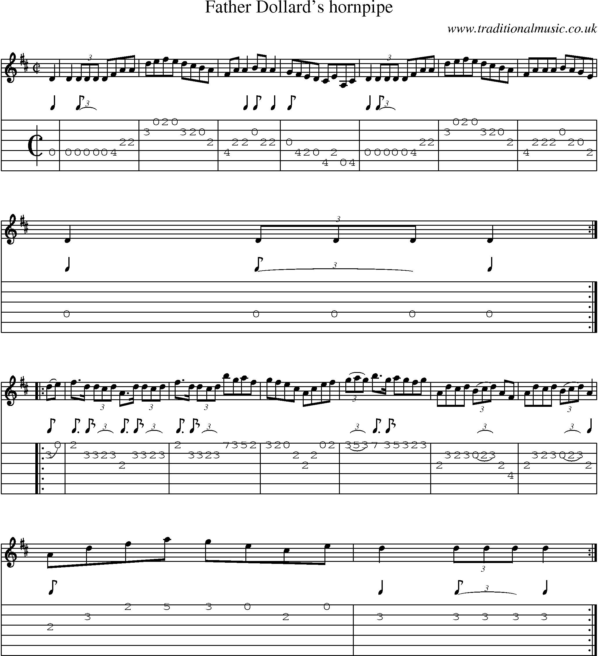 Music Score and Guitar Tabs for Father Dollards Hornpipe