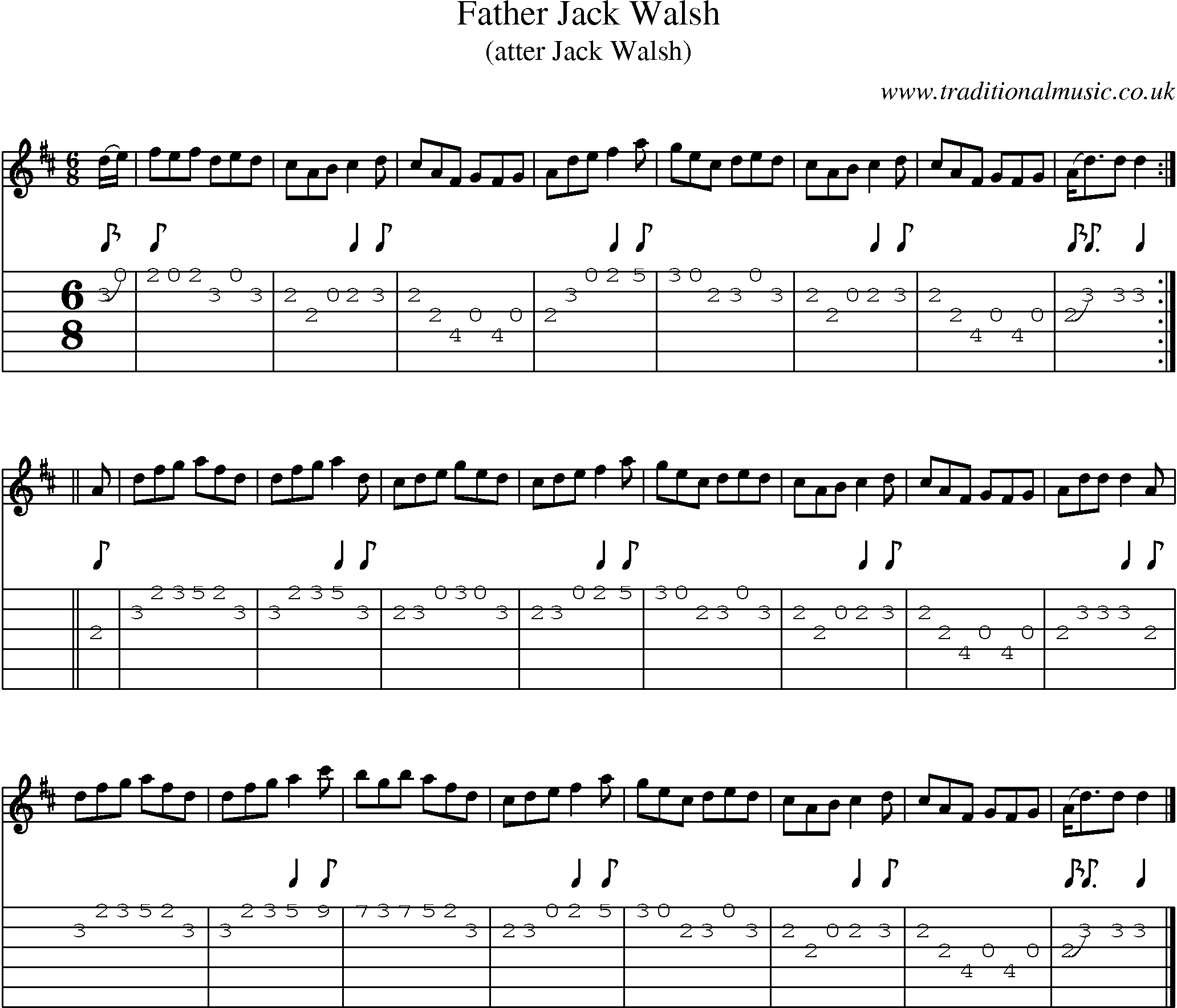 Music Score and Guitar Tabs for Father Jack Walsh
