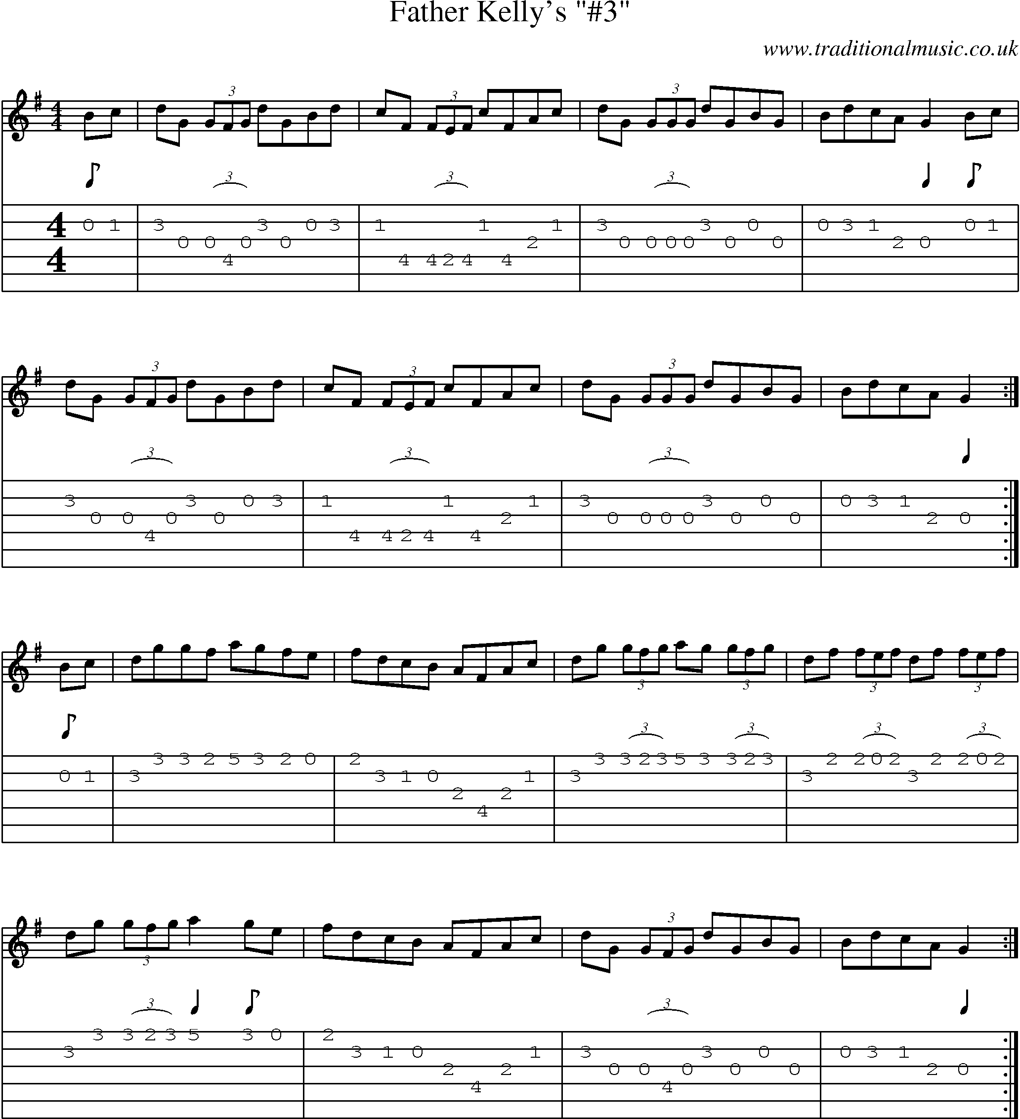 Music Score and Guitar Tabs for Father Kellys 3