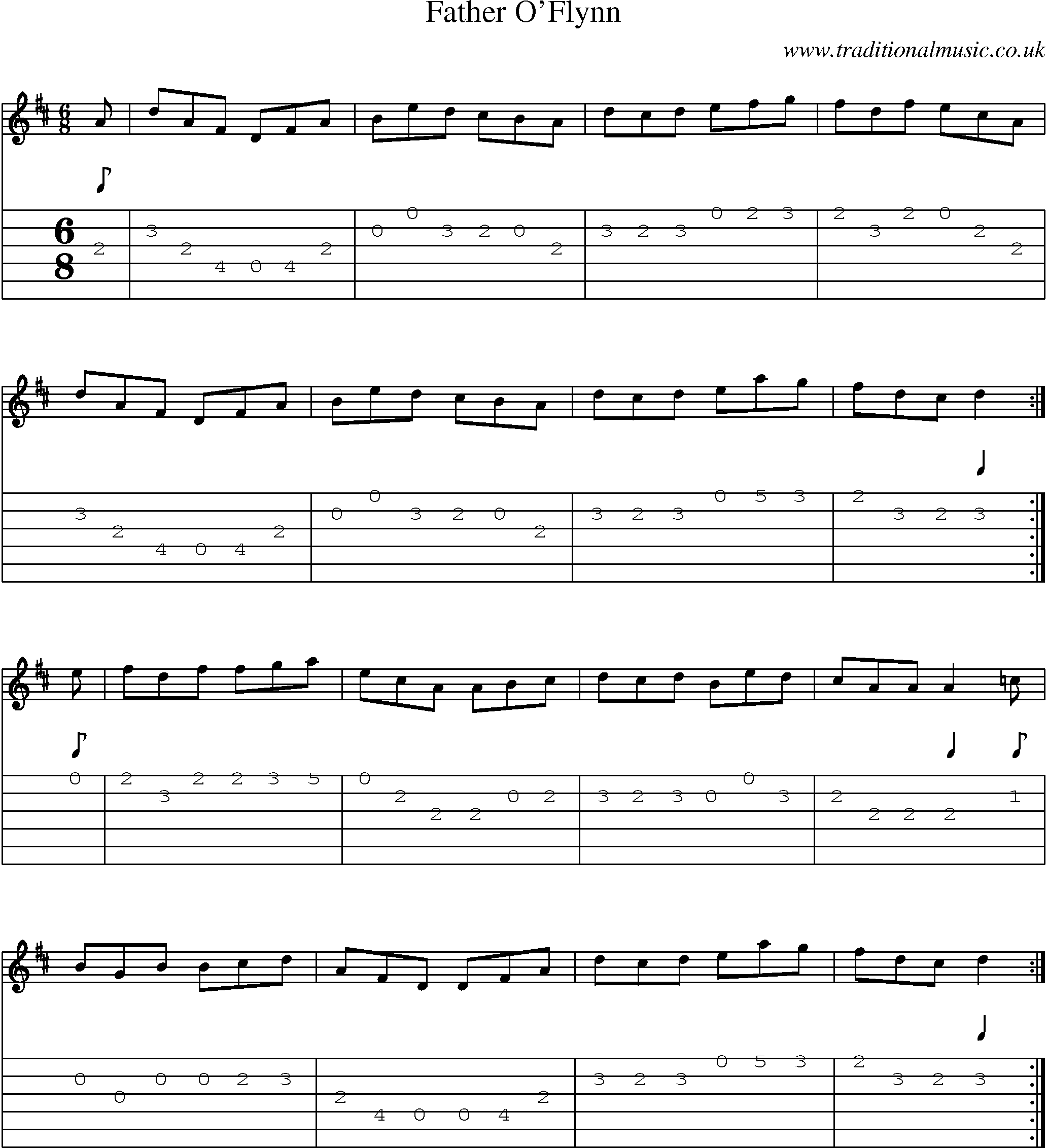 Music Score and Guitar Tabs for Father Oflynn