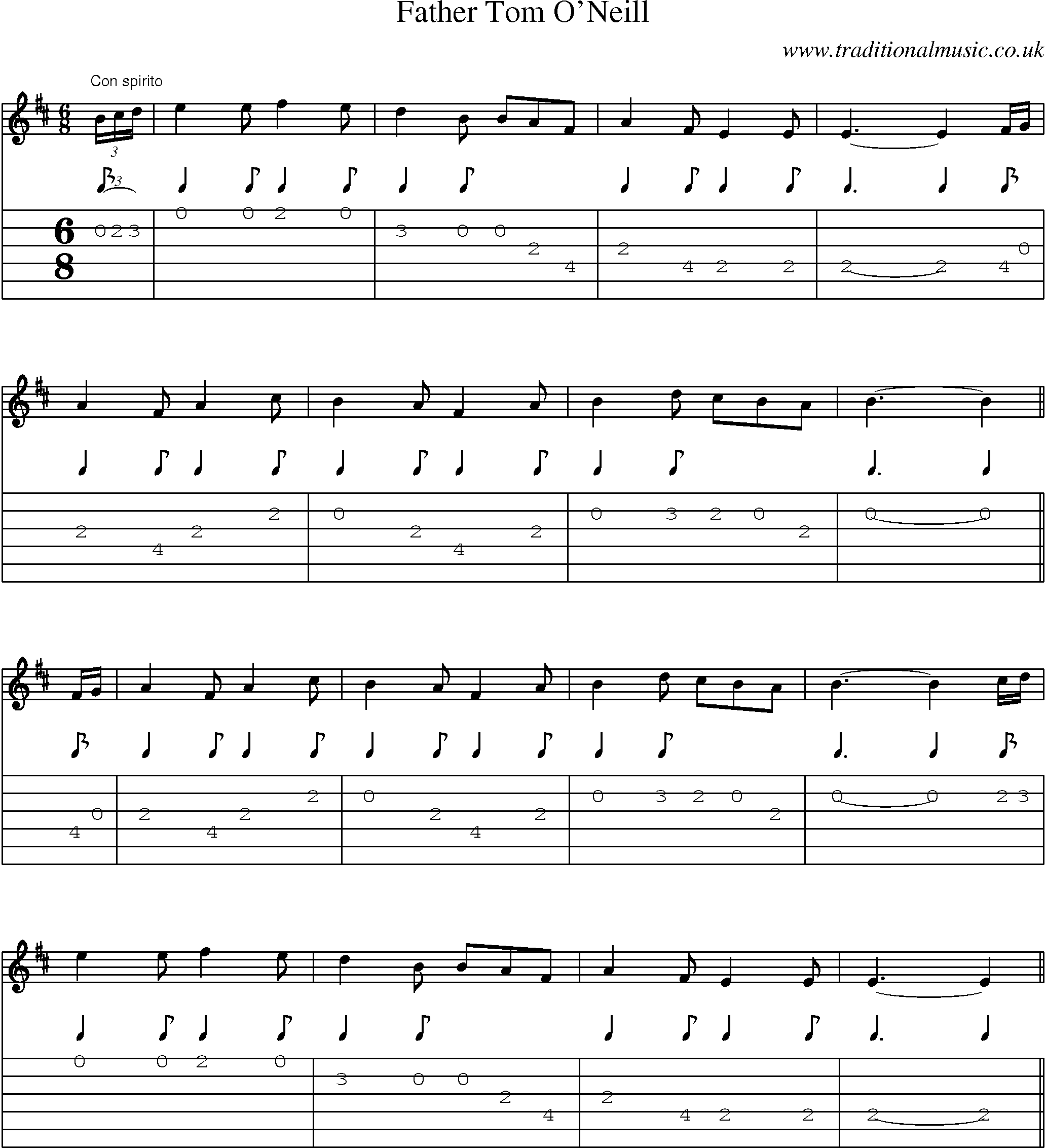 Music Score and Guitar Tabs for Father Tom Oneill