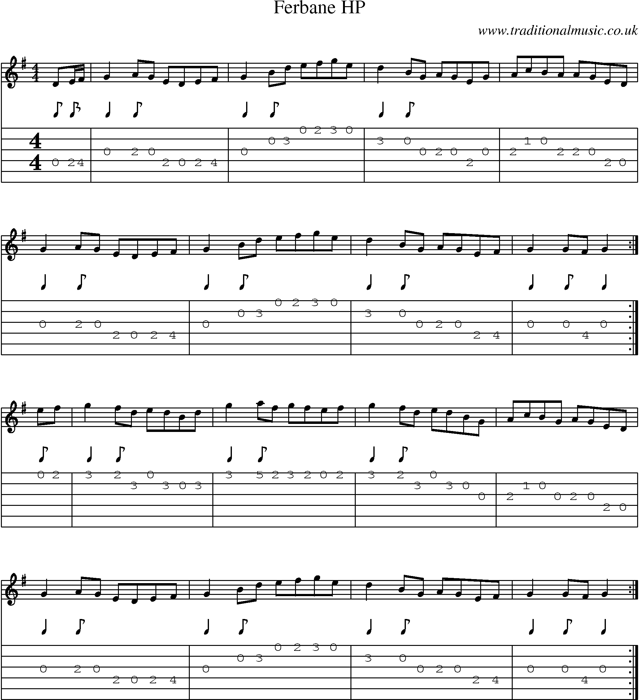 Music Score and Guitar Tabs for Ferbane