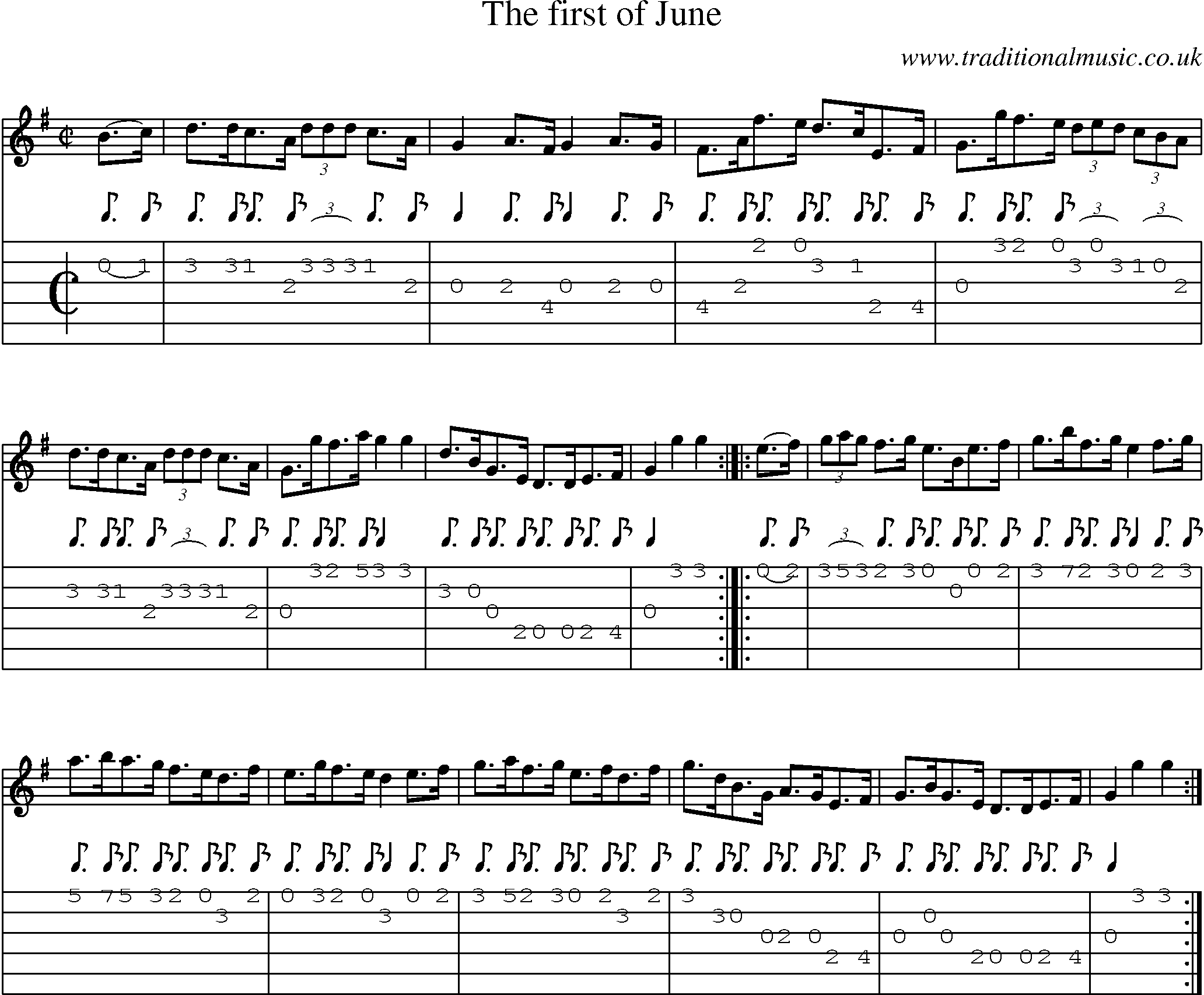 Music Score and Guitar Tabs for First Of June