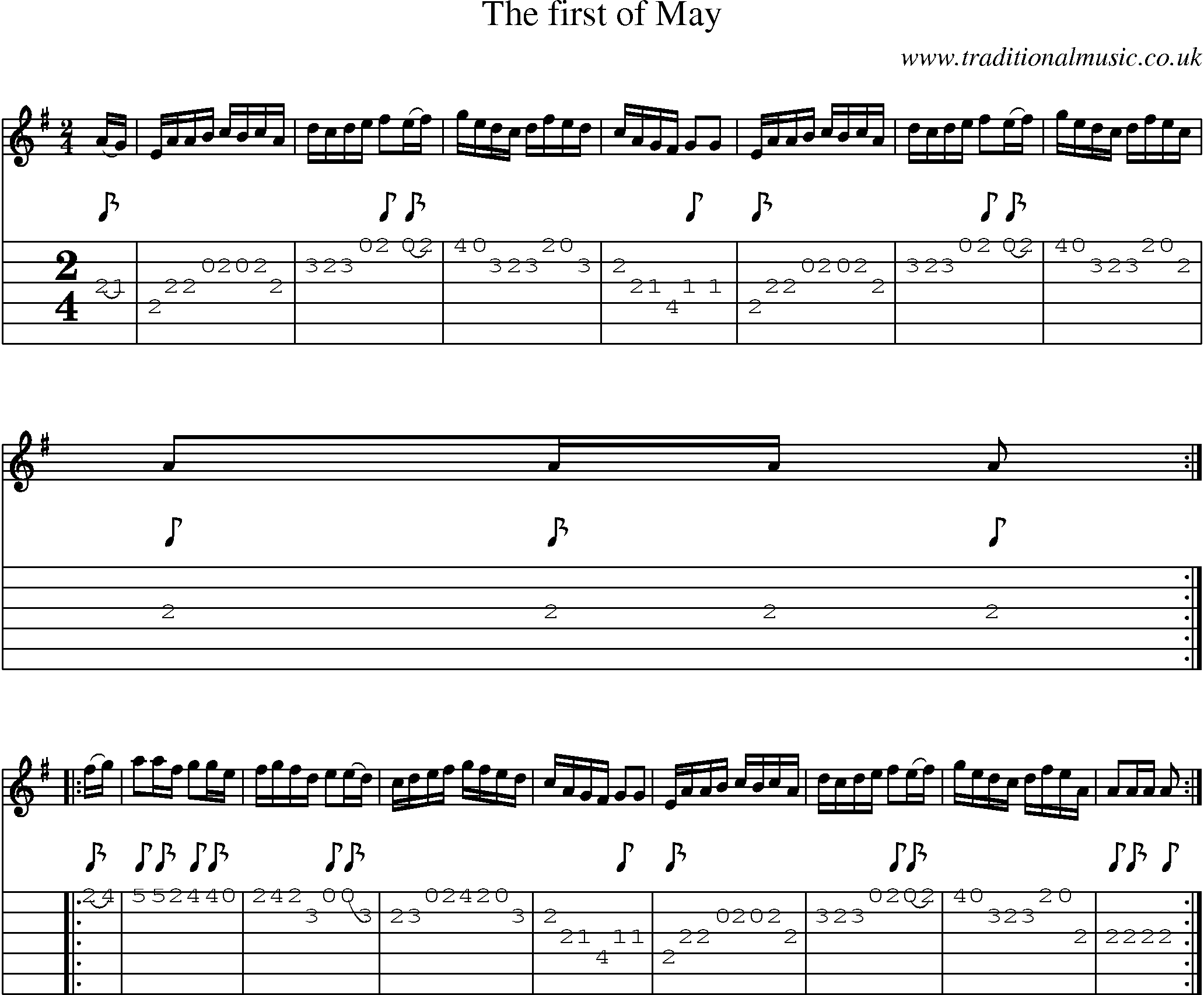 Music Score and Guitar Tabs for First Of May
