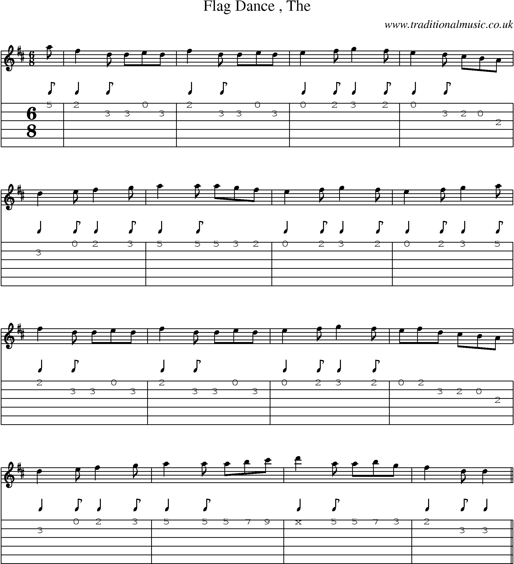 Music Score and Guitar Tabs for Flag Dance