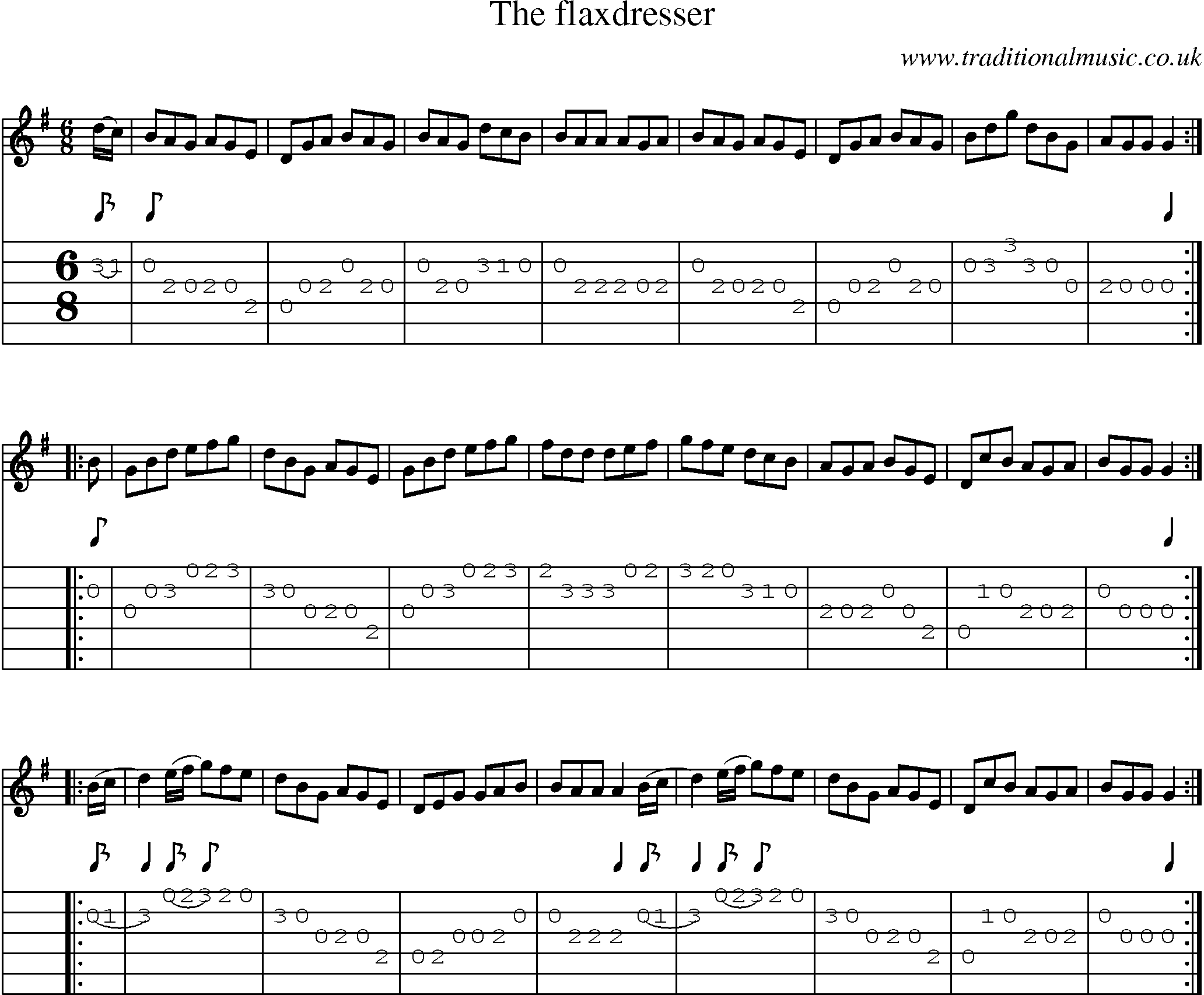 Music Score and Guitar Tabs for Flaxdresser