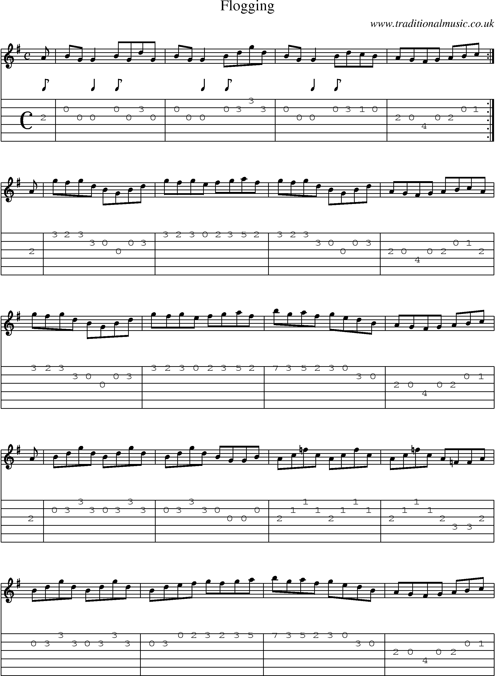 Music Score and Guitar Tabs for Flogging