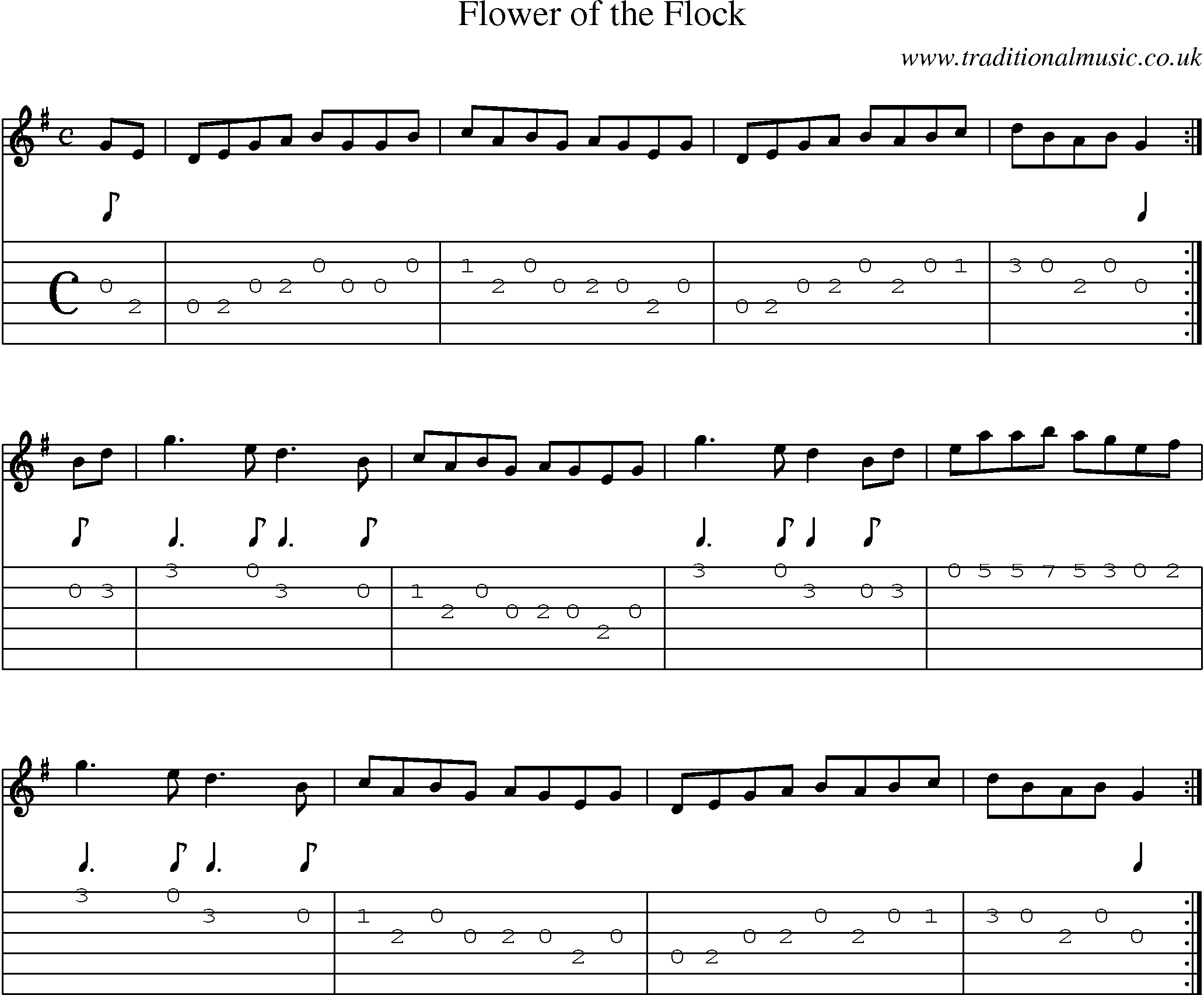 Music Score and Guitar Tabs for Flower Of Flock