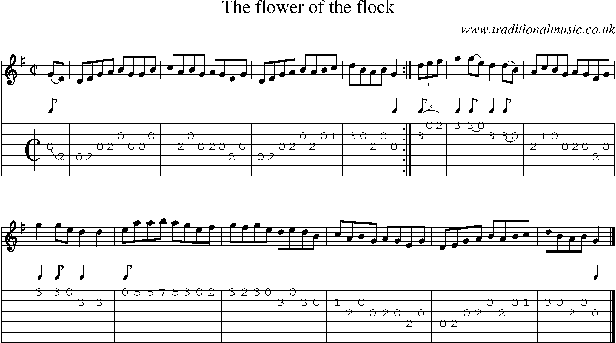 Music Score and Guitar Tabs for Flower Of The Flock