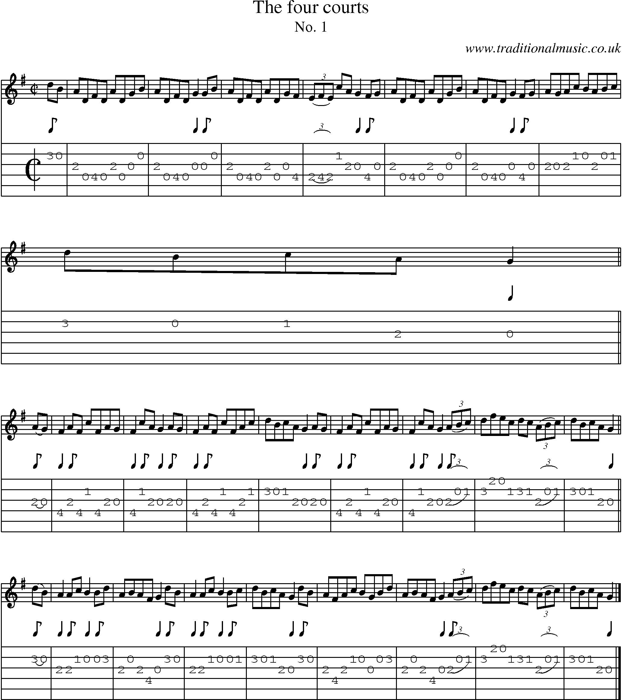 Music Score and Guitar Tabs for Four Courts