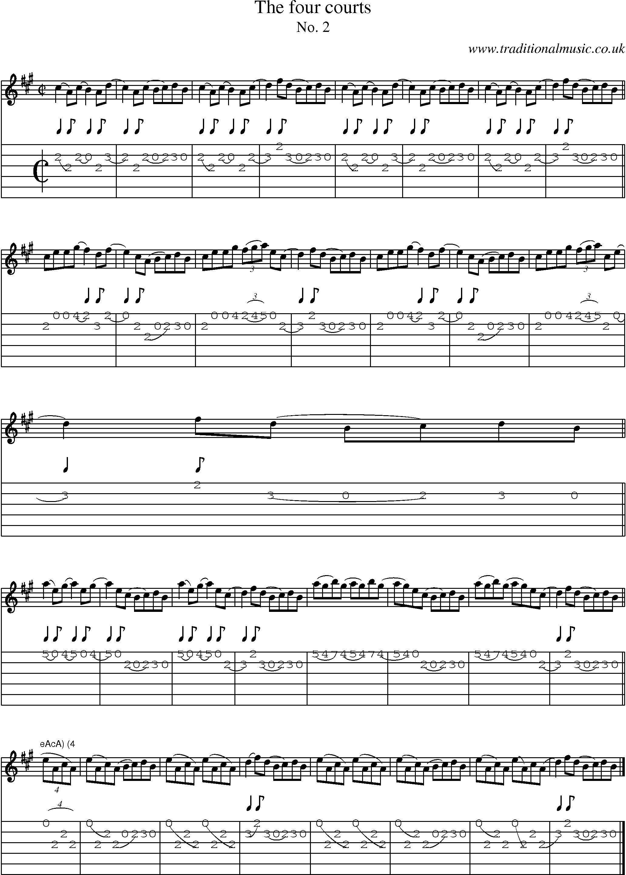 Music Score and Guitar Tabs for Four Courts 1