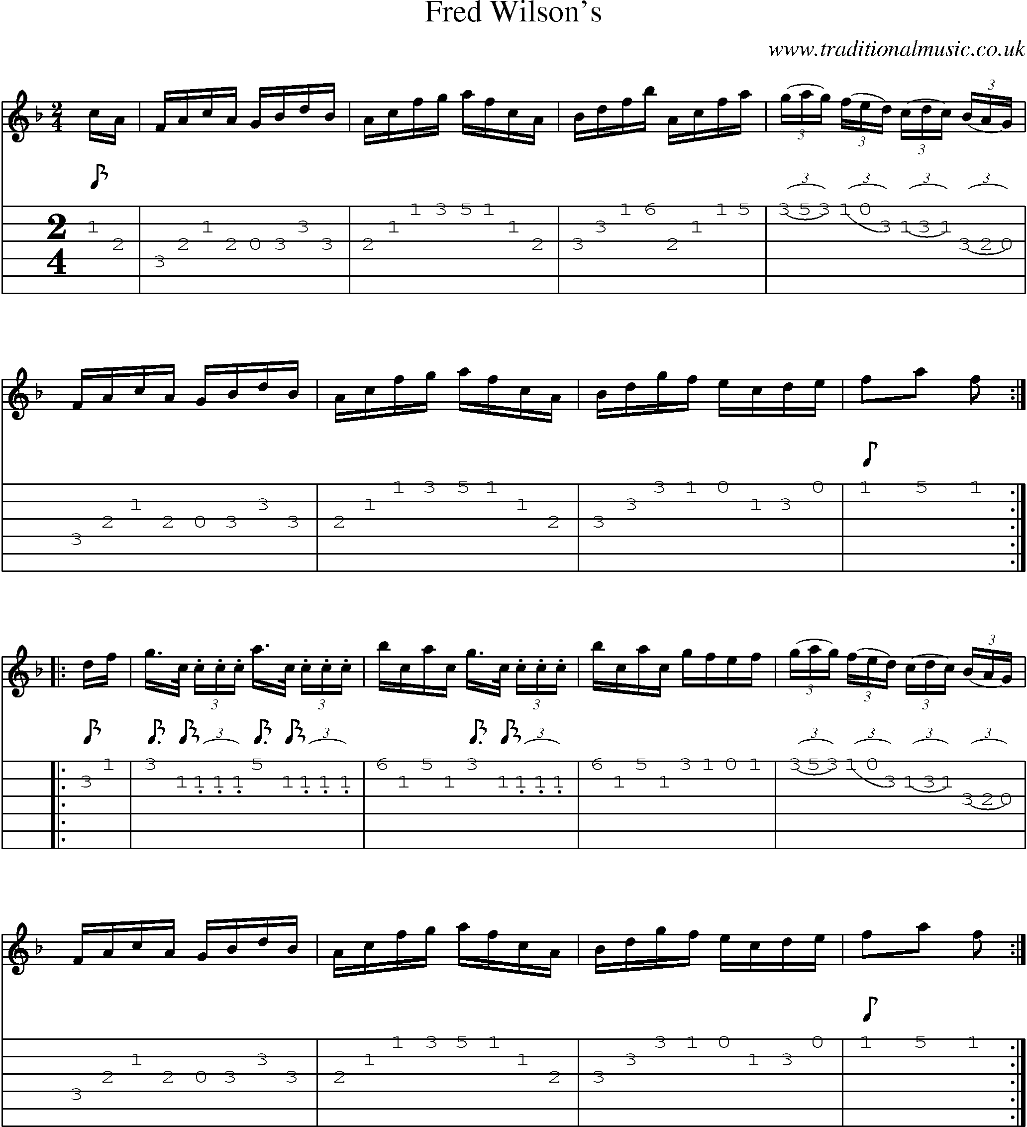 Music Score and Guitar Tabs for Fred Wilsons
