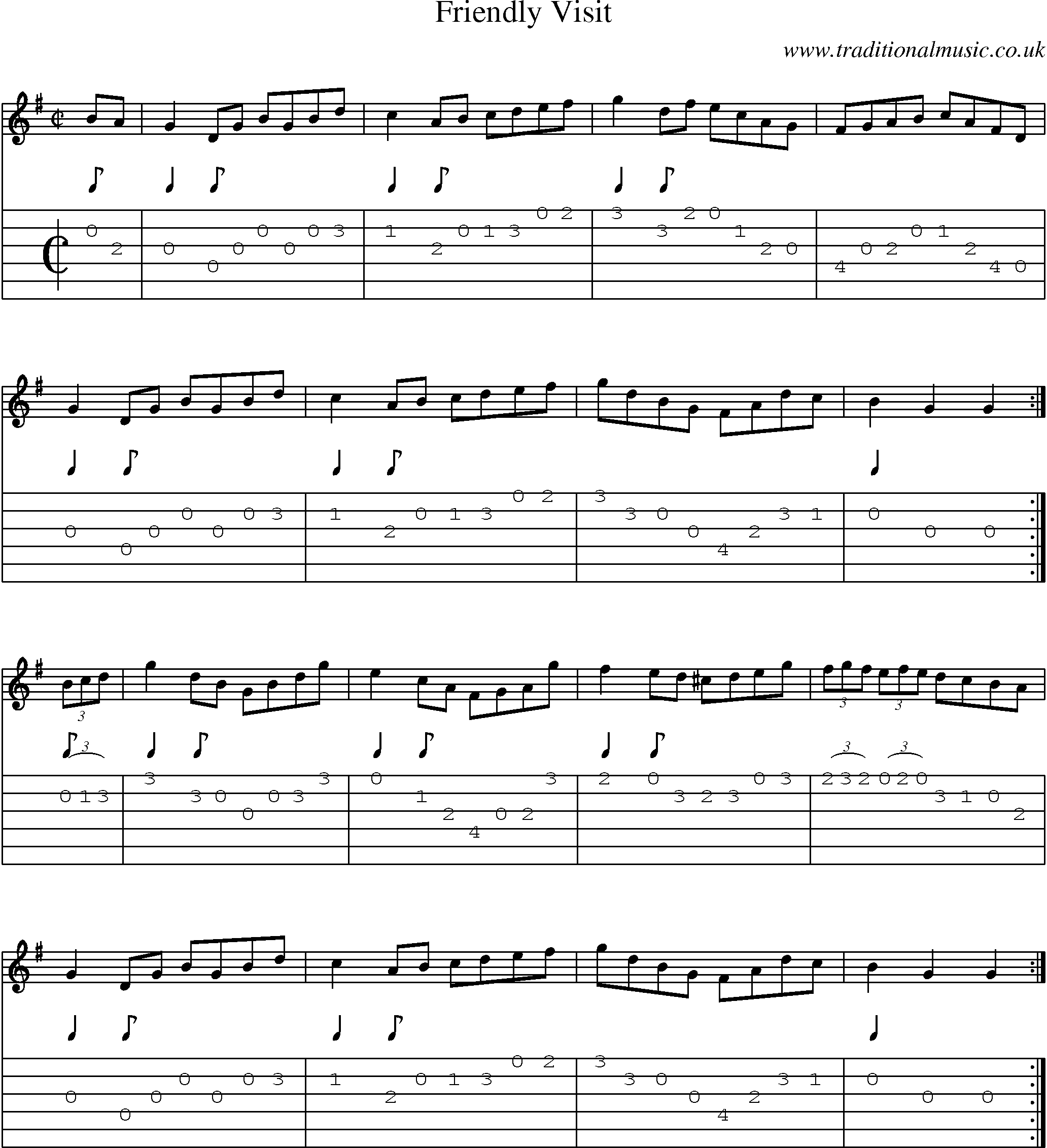 Music Score and Guitar Tabs for Friendly Visit