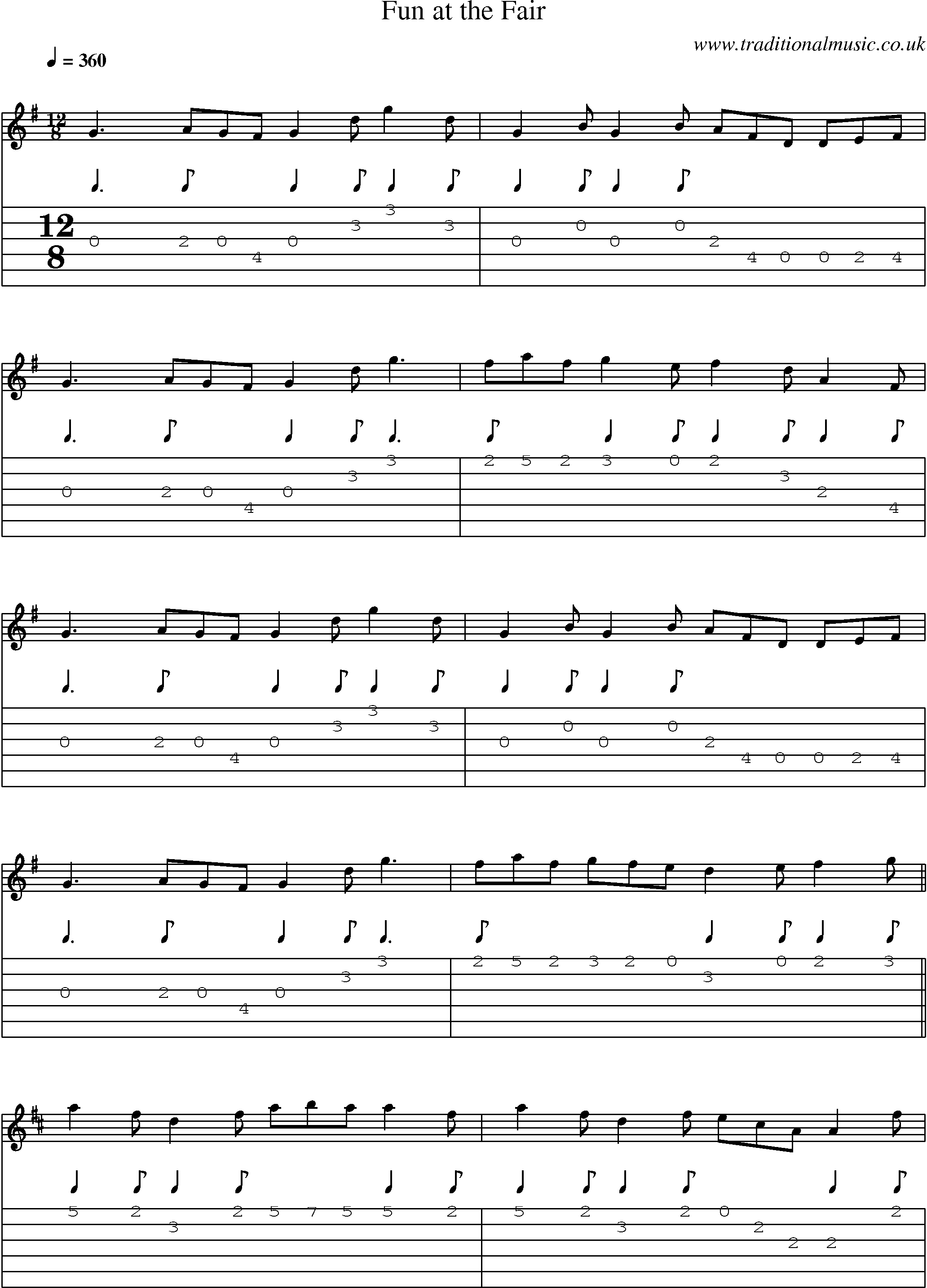 Music Score and Guitar Tabs for Fun At Fair