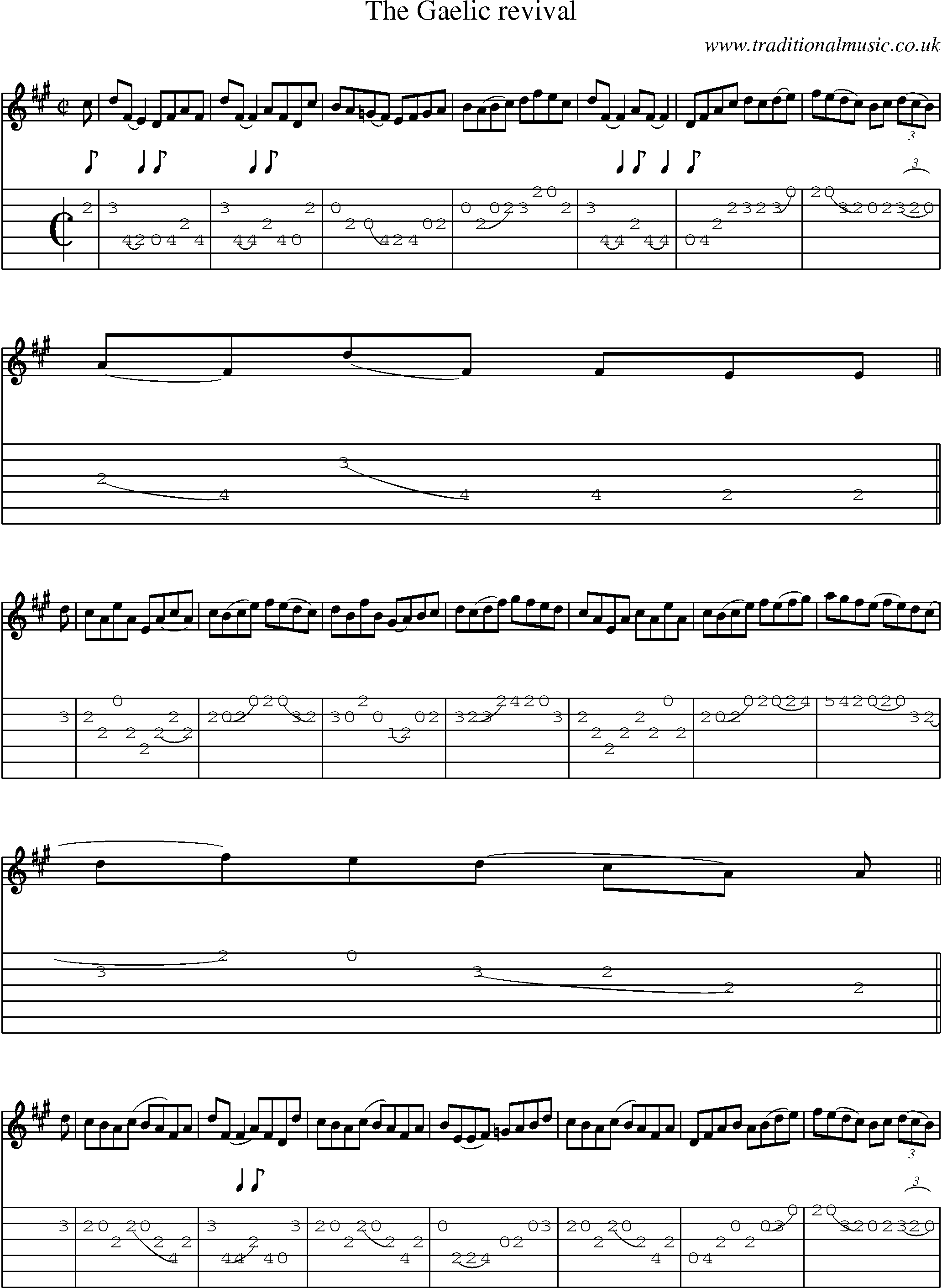 Music Score and Guitar Tabs for Gaelic Revival