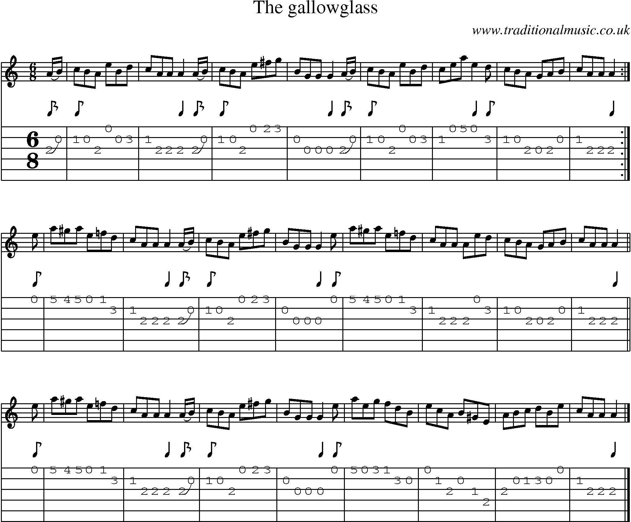 Music Score and Guitar Tabs for Gallowglass