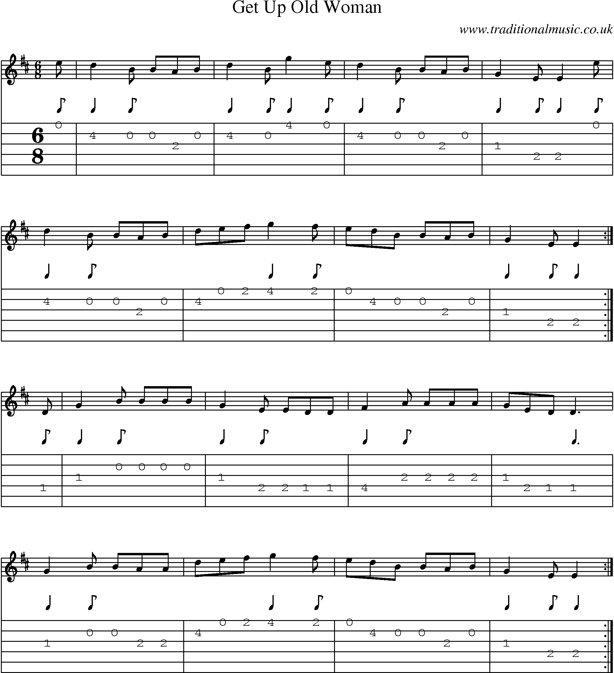 Music Score and Guitar Tabs for Get Up Old Woman