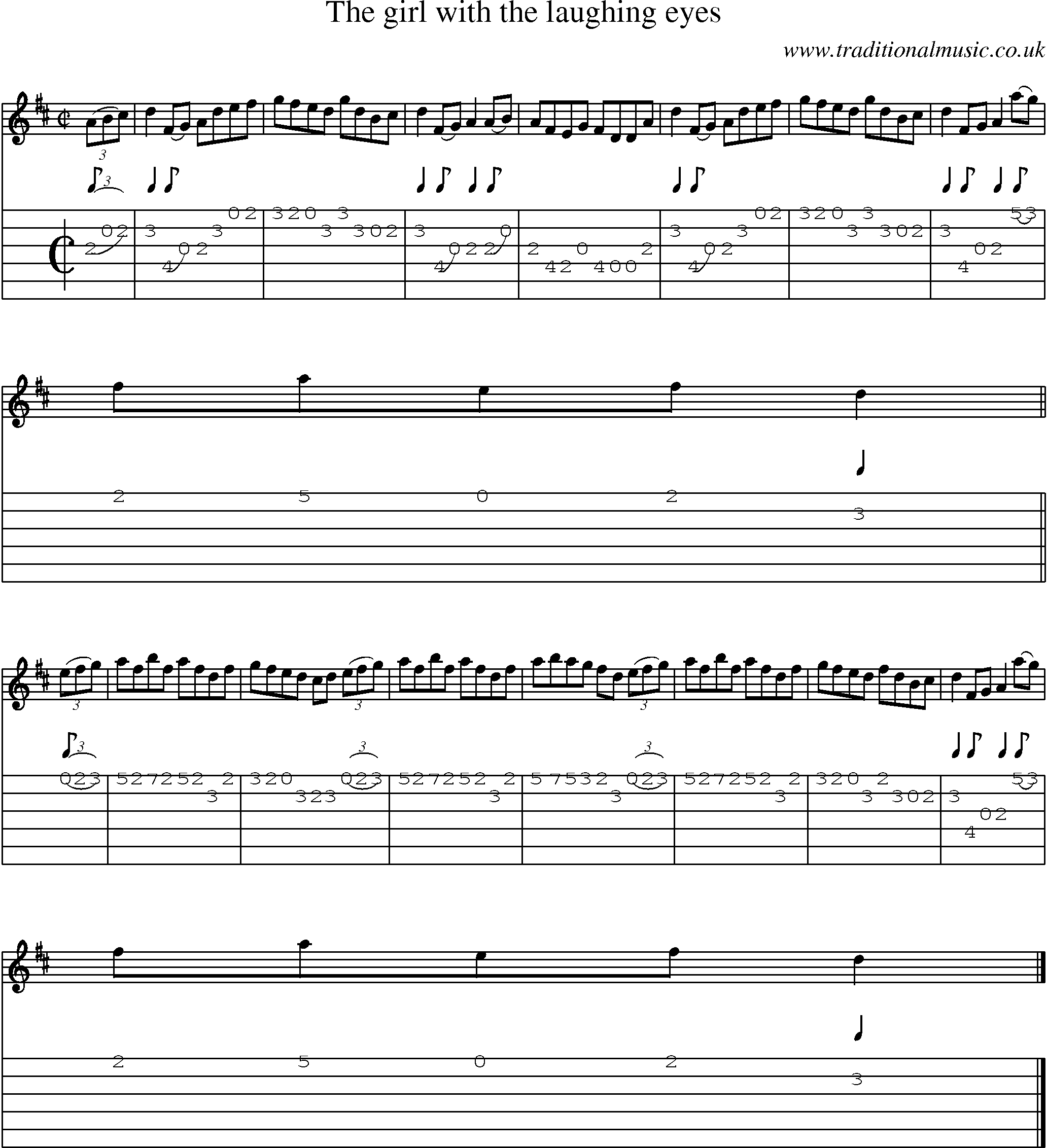 Music Score and Guitar Tabs for Girl With The Laughing Eyes