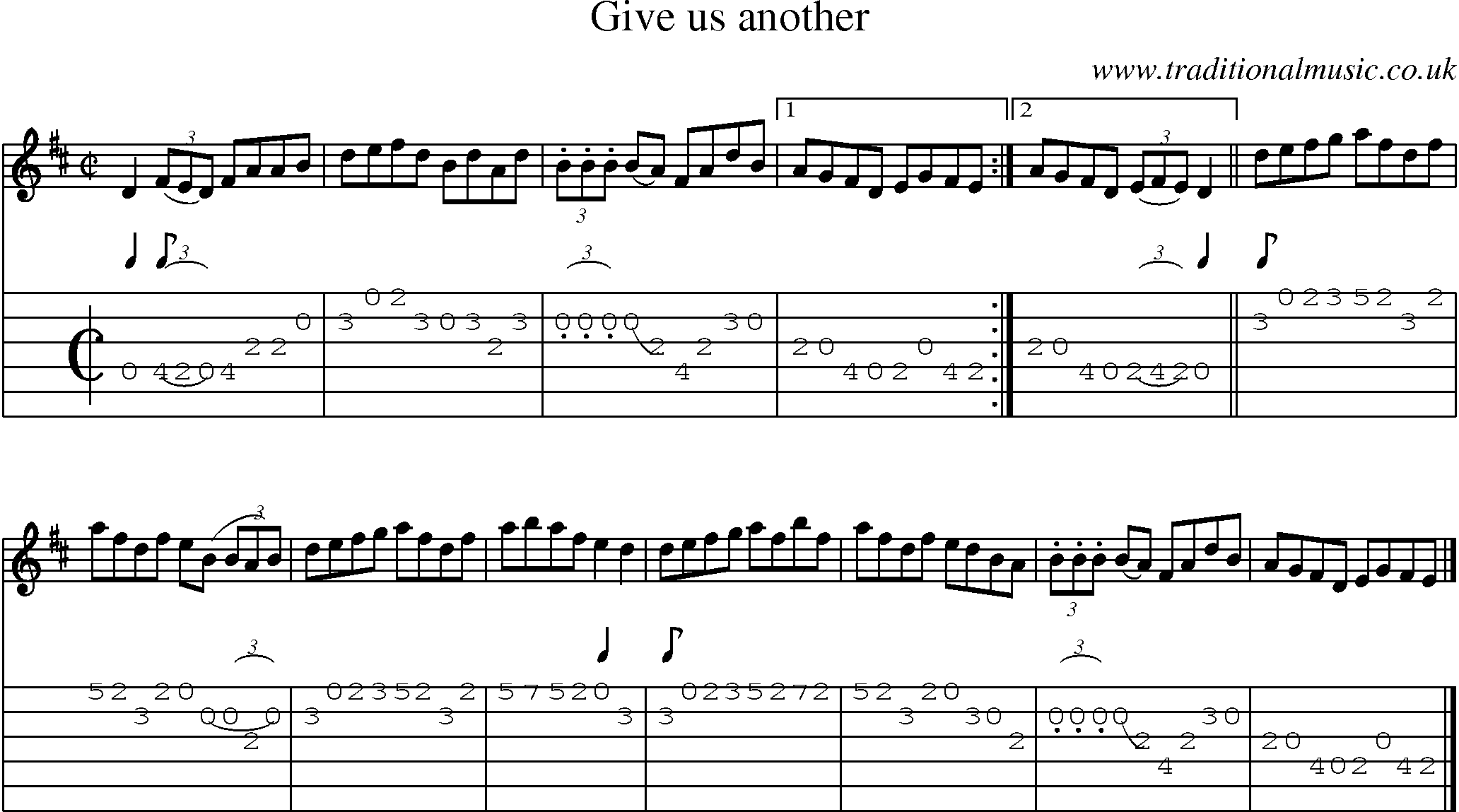 Music Score and Guitar Tabs for Give Us Another