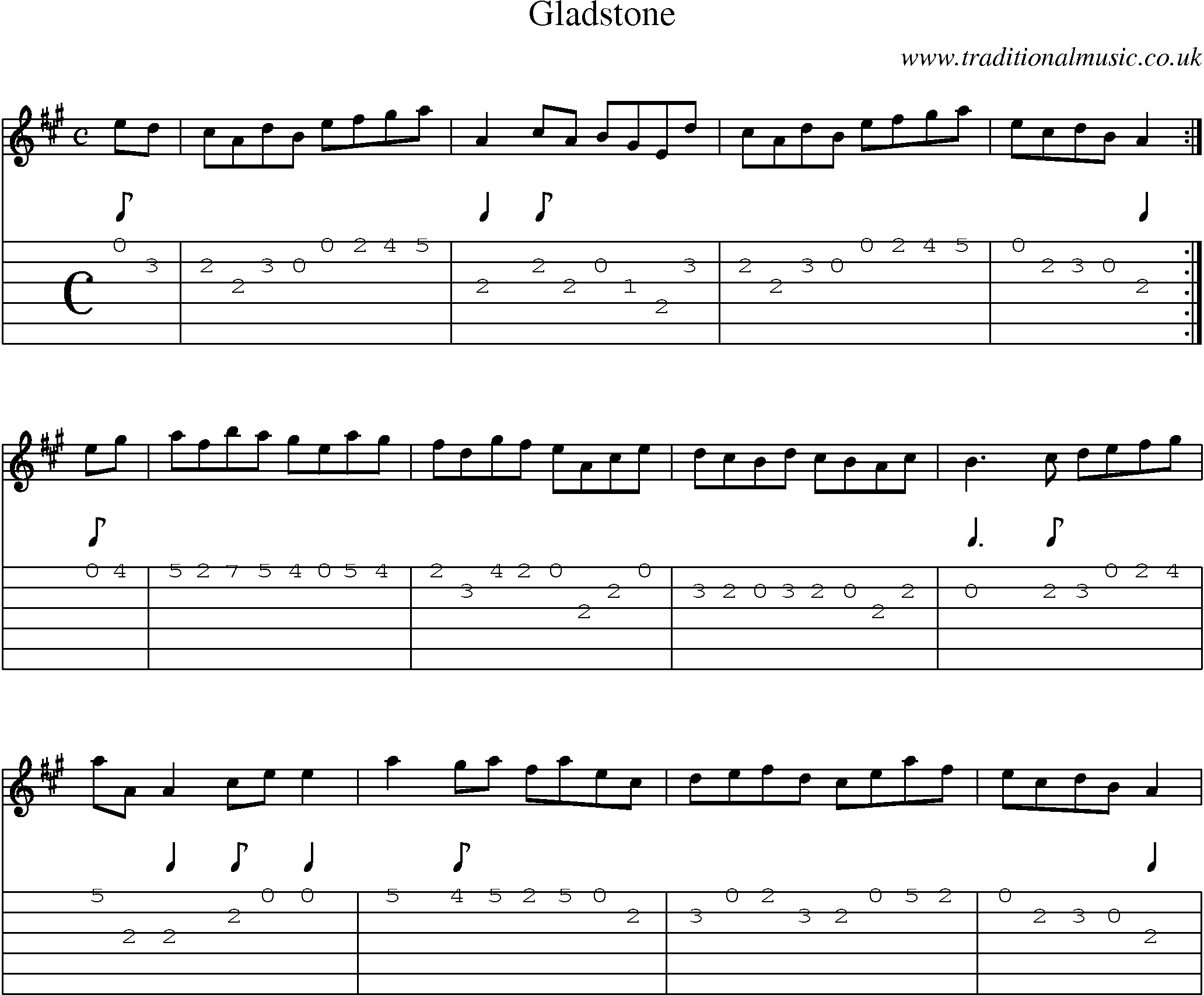 Music Score and Guitar Tabs for Gladstone