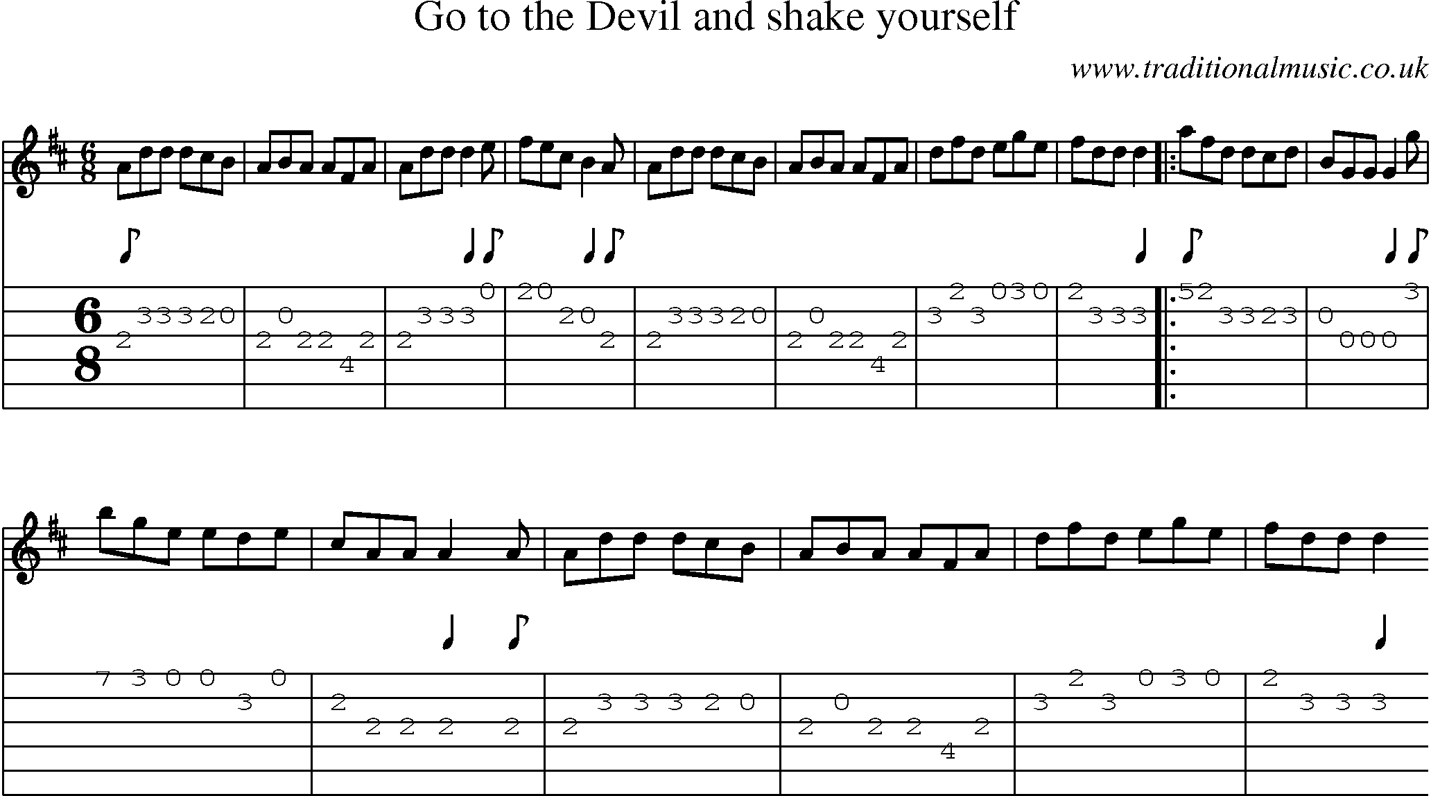 Music Score and Guitar Tabs for Go To The Devil And Shake Yourself