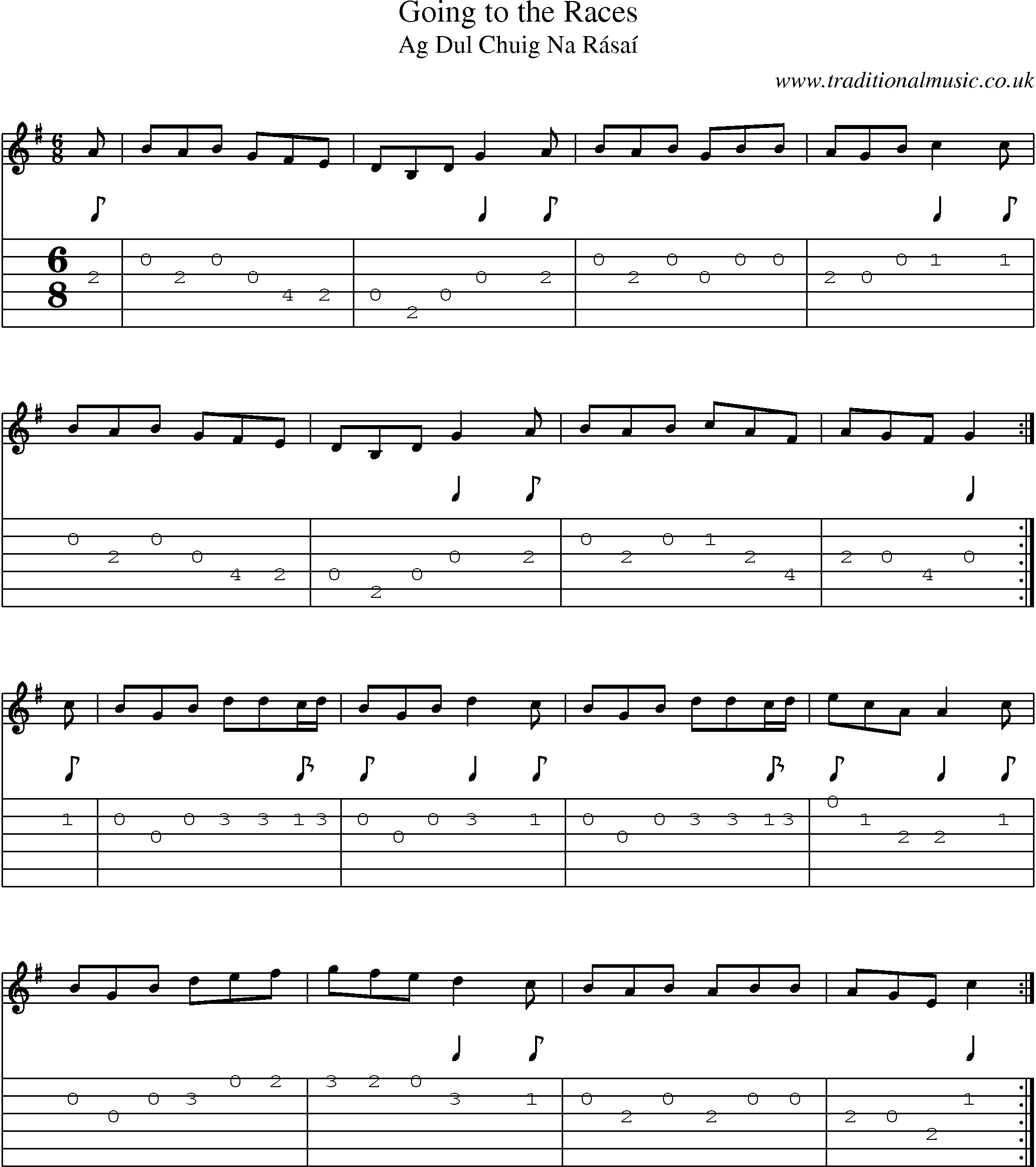 Music Score and Guitar Tabs for Going To Races