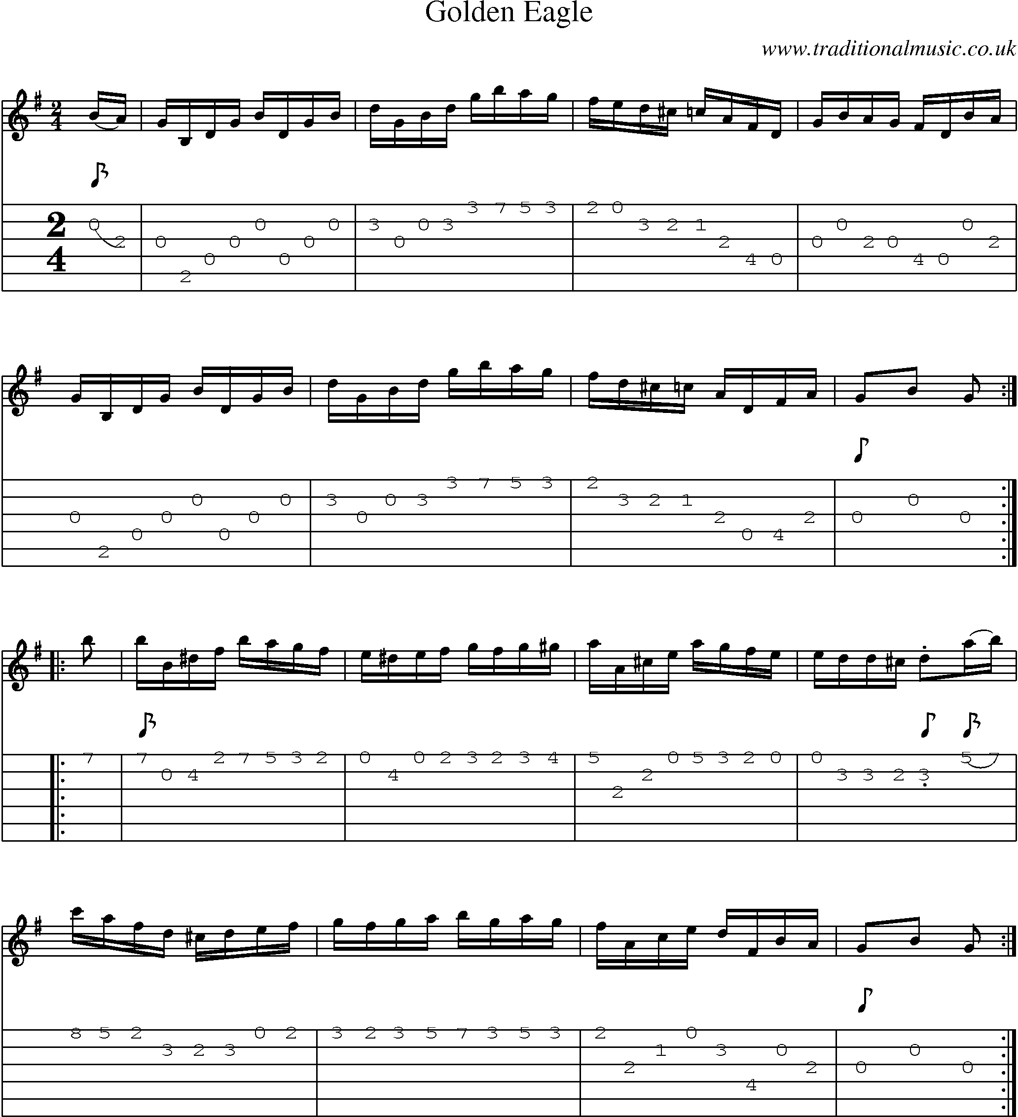 Music Score and Guitar Tabs for Golden Eagle
