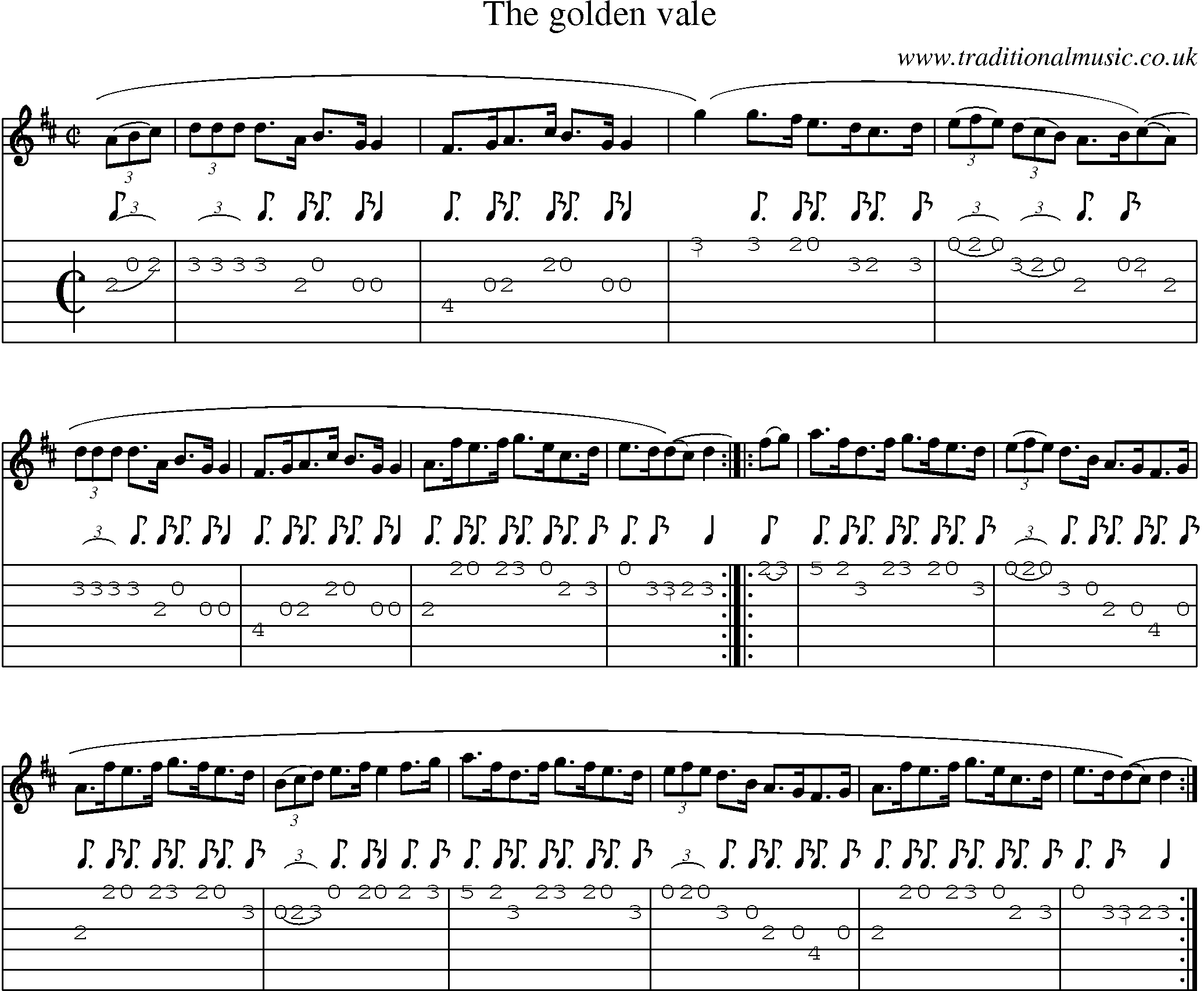 Music Score and Guitar Tabs for Golden Vale