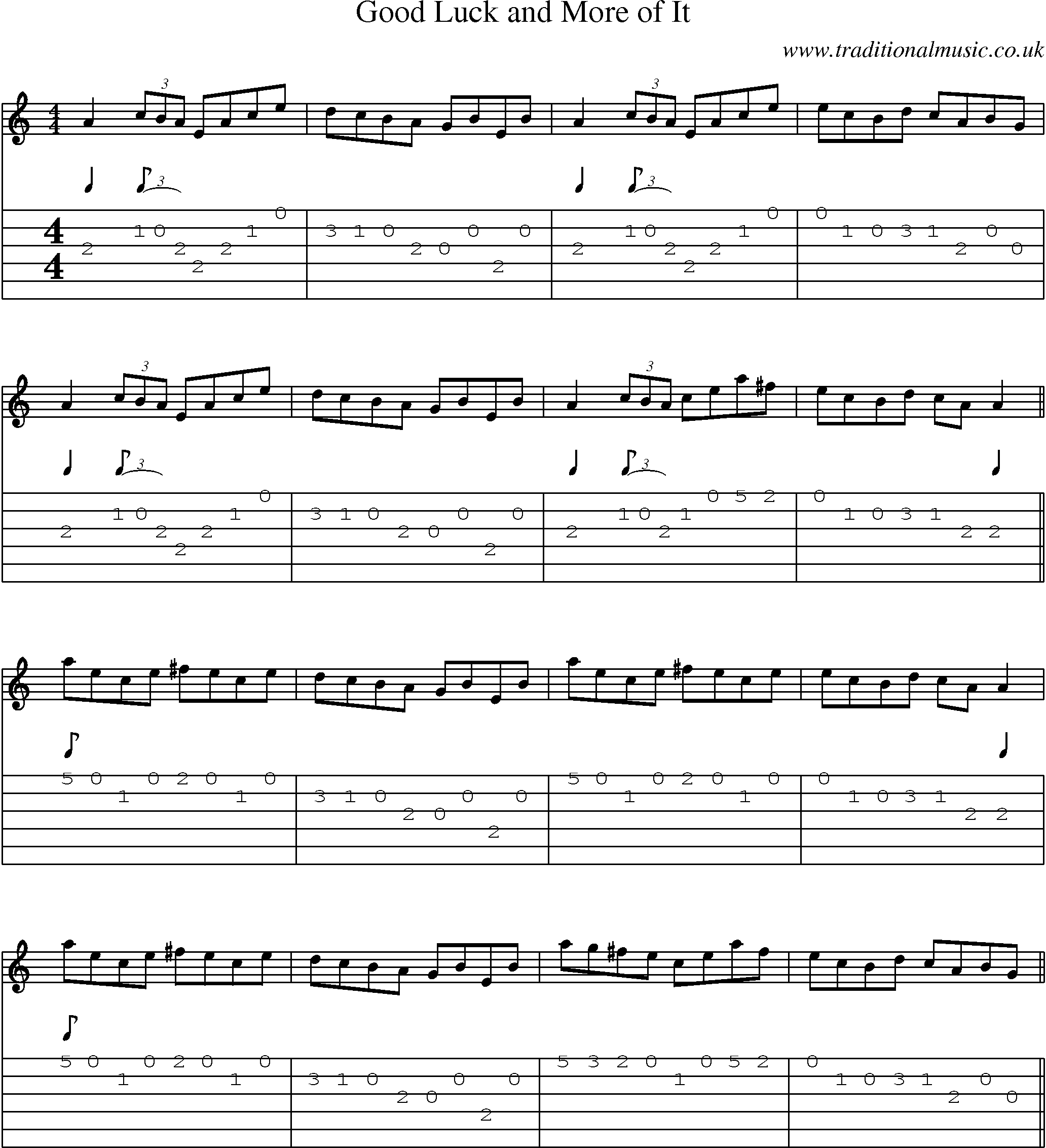 Music Score and Guitar Tabs for Good Luck And More Of It