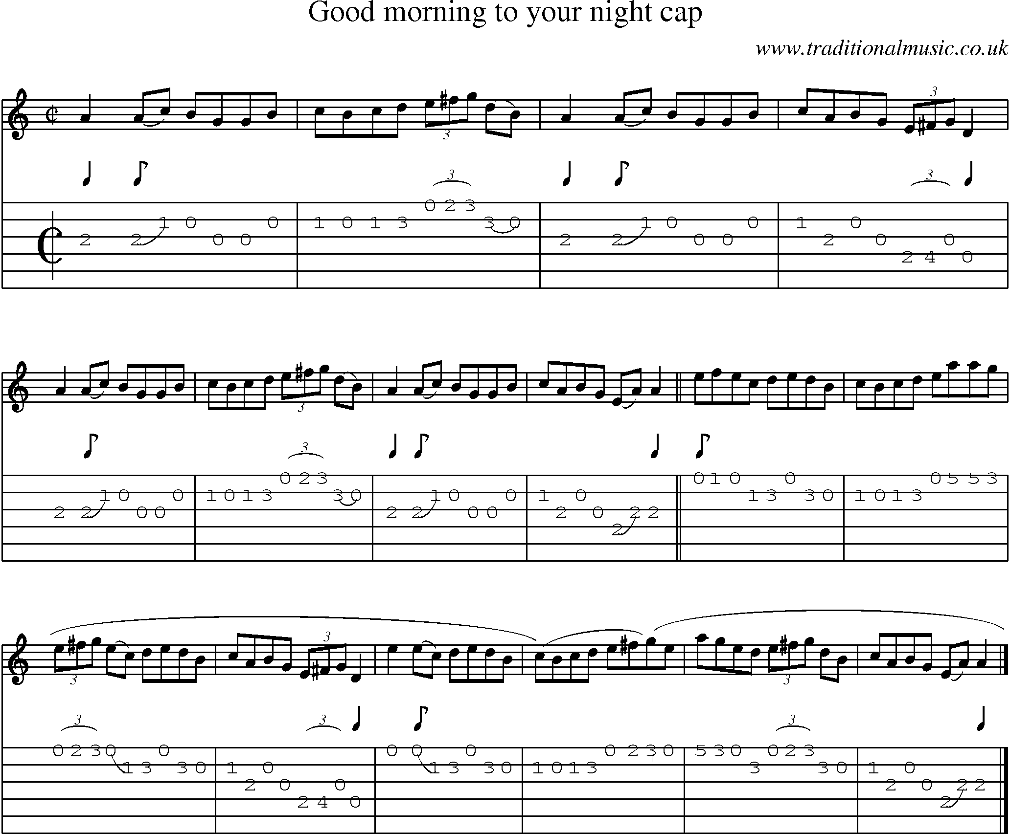 Music Score and Guitar Tabs for Good Morning To Your Night Cap