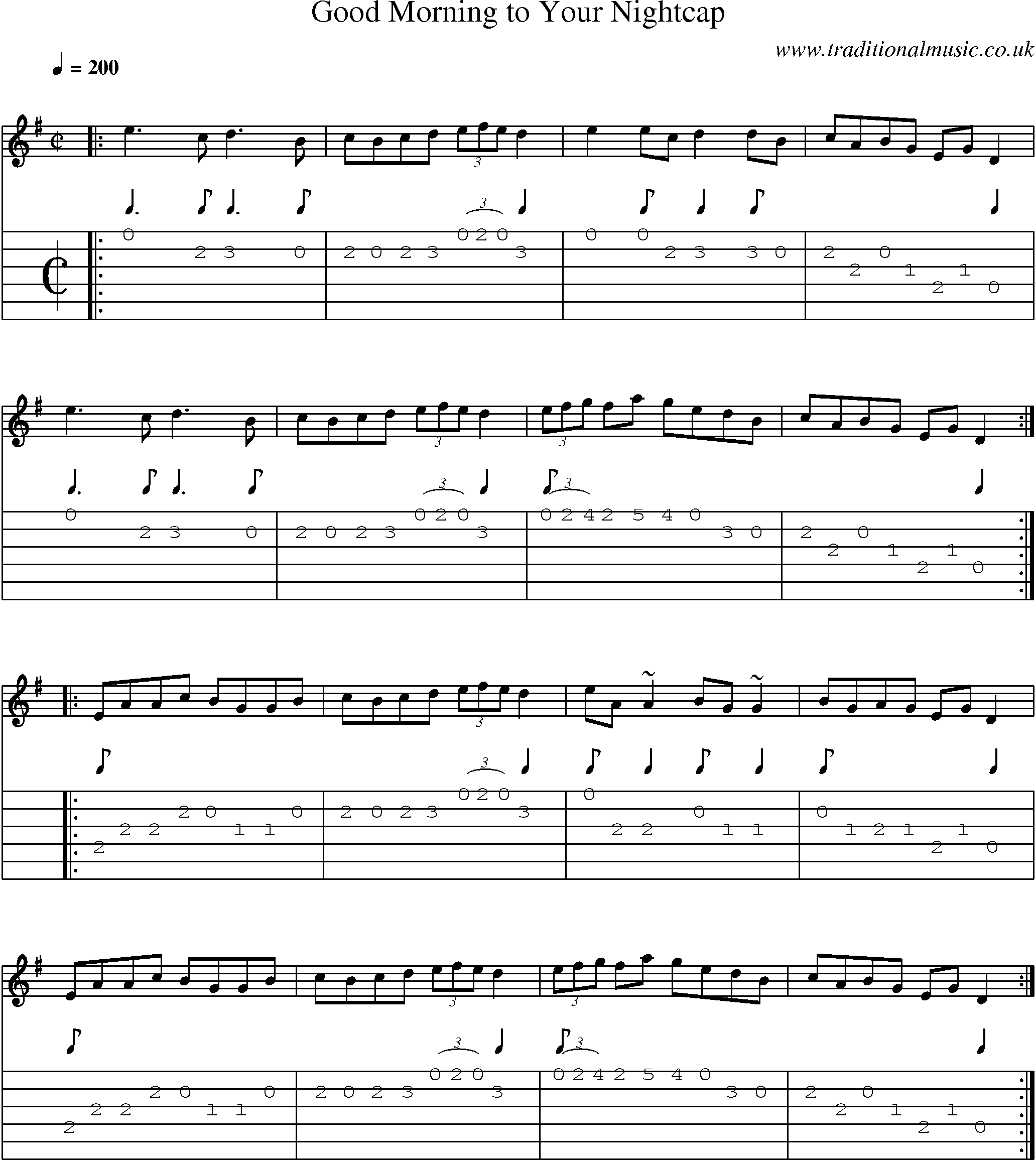 Music Score and Guitar Tabs for Good Morning To Your Nightcap