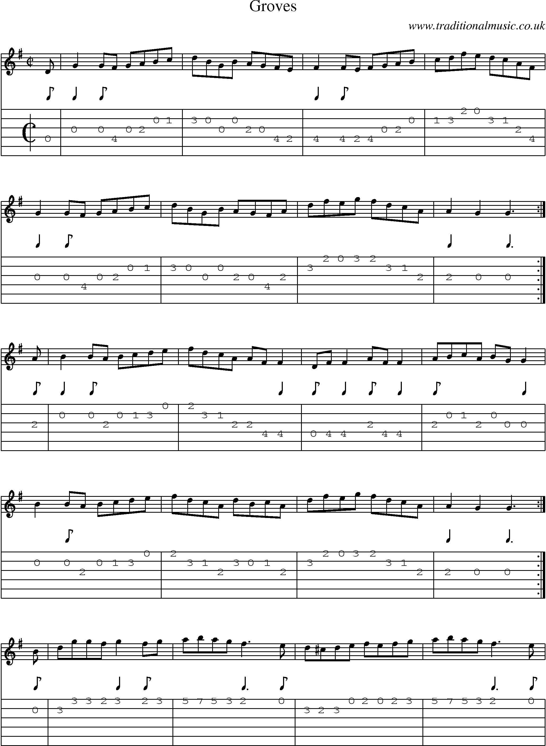Music Score and Guitar Tabs for Groves