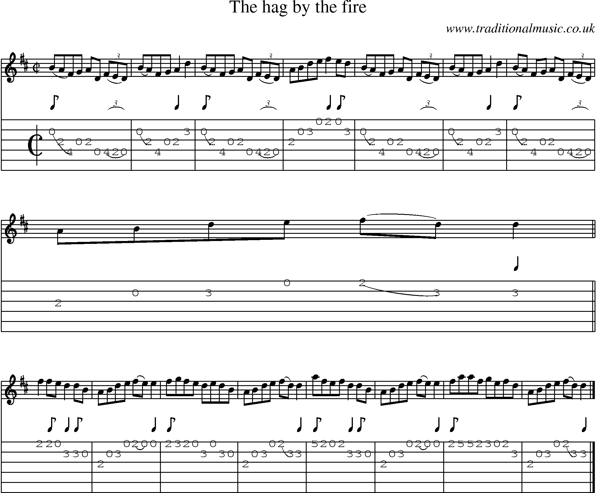 Music Score and Guitar Tabs for Hag By The Fire