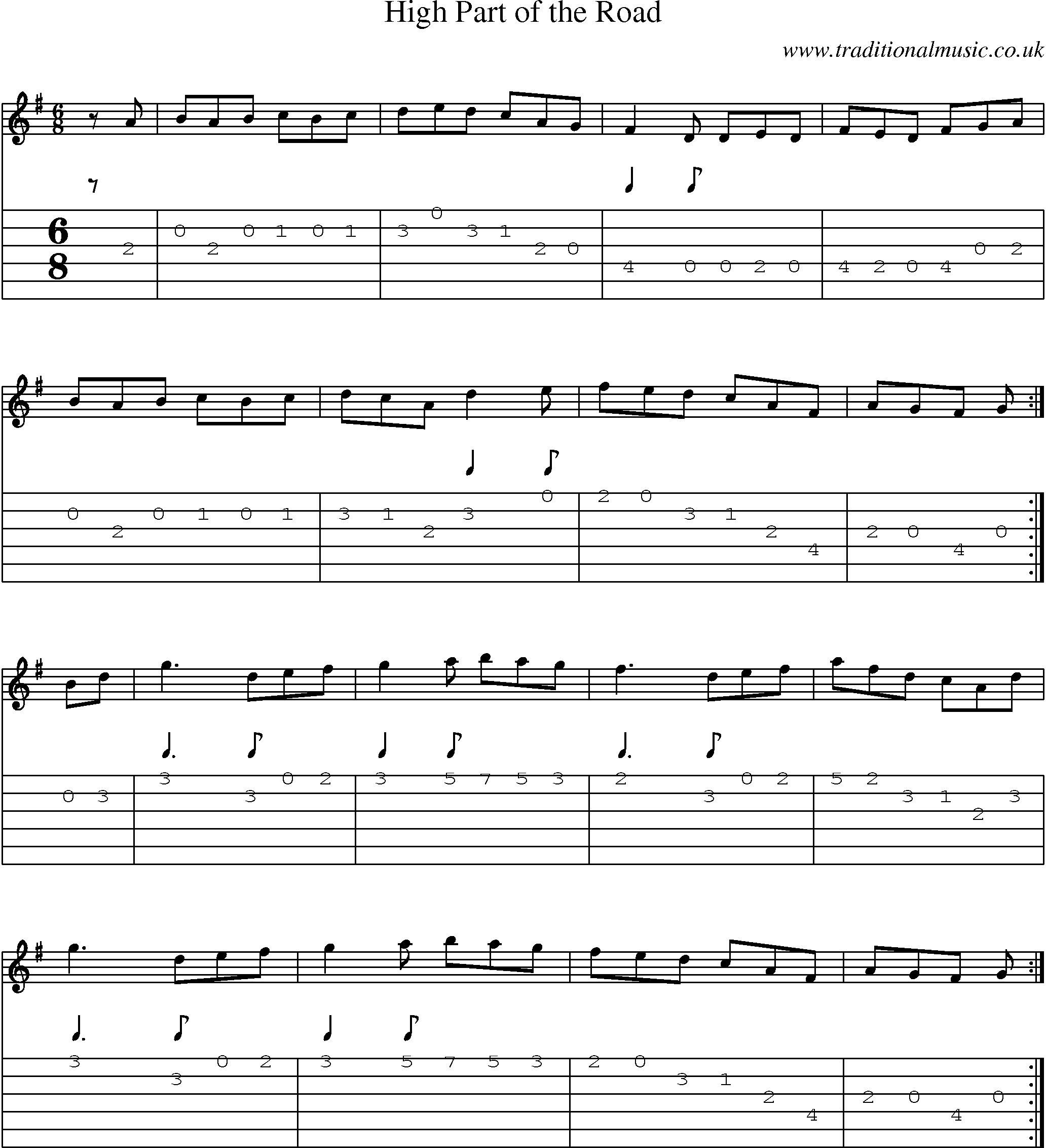 Music Score and Guitar Tabs for Higart Of Road