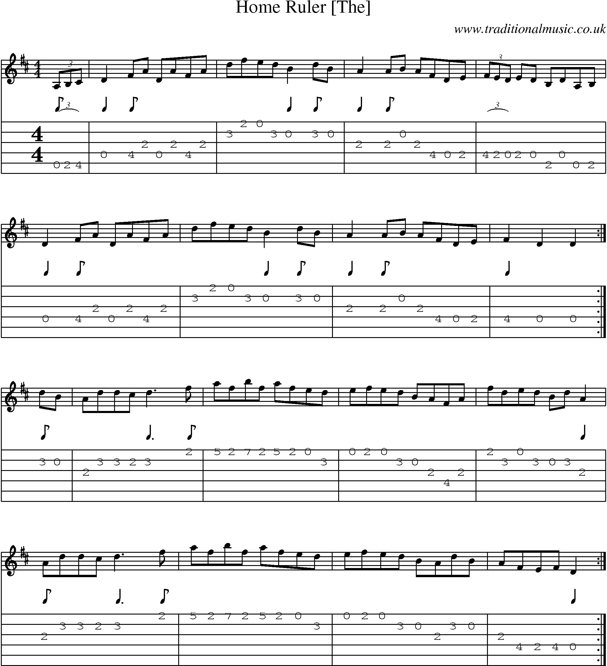 Music Score and Guitar Tabs for Home Ruler