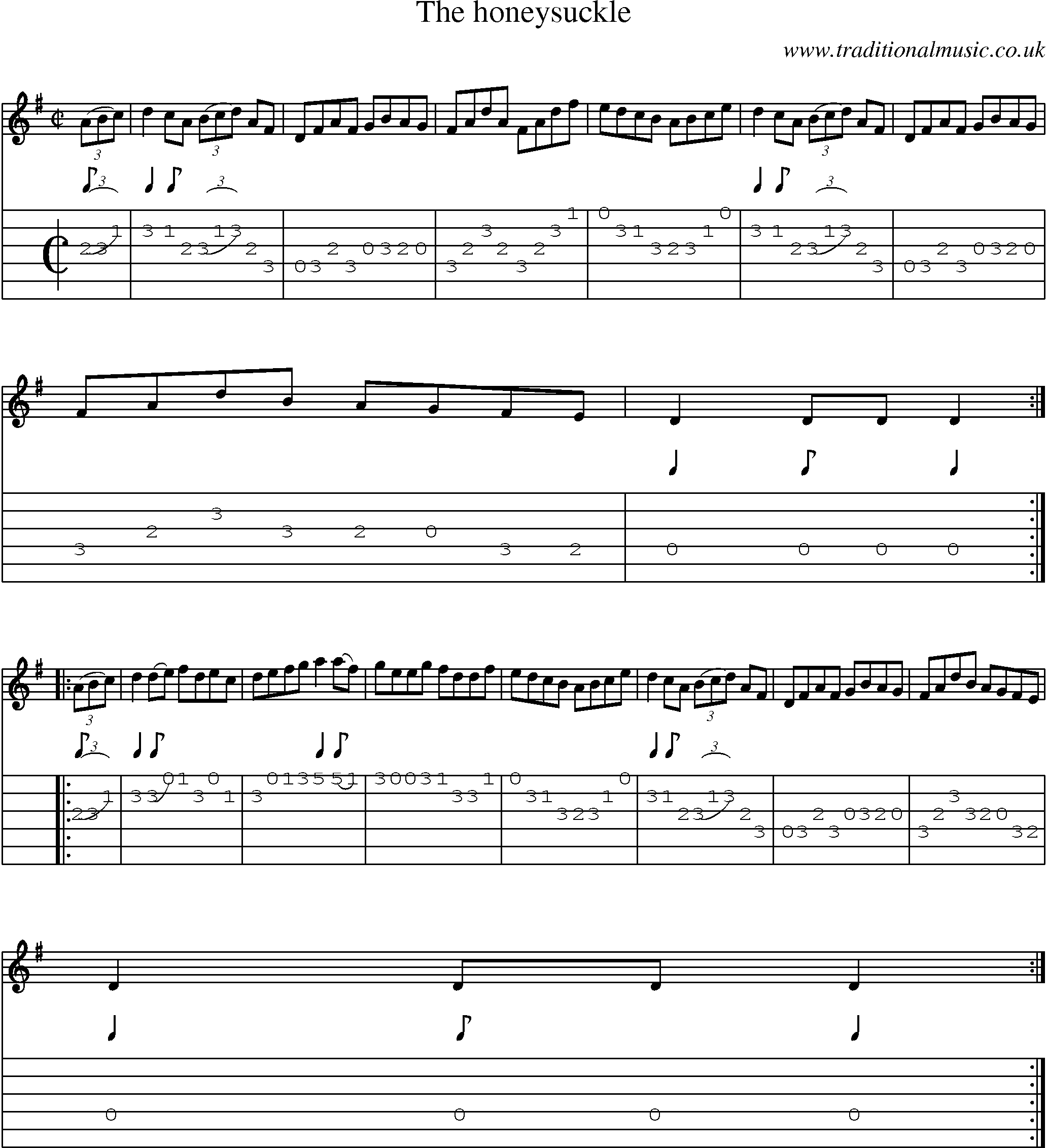 Music Score and Guitar Tabs for Honeysuckle