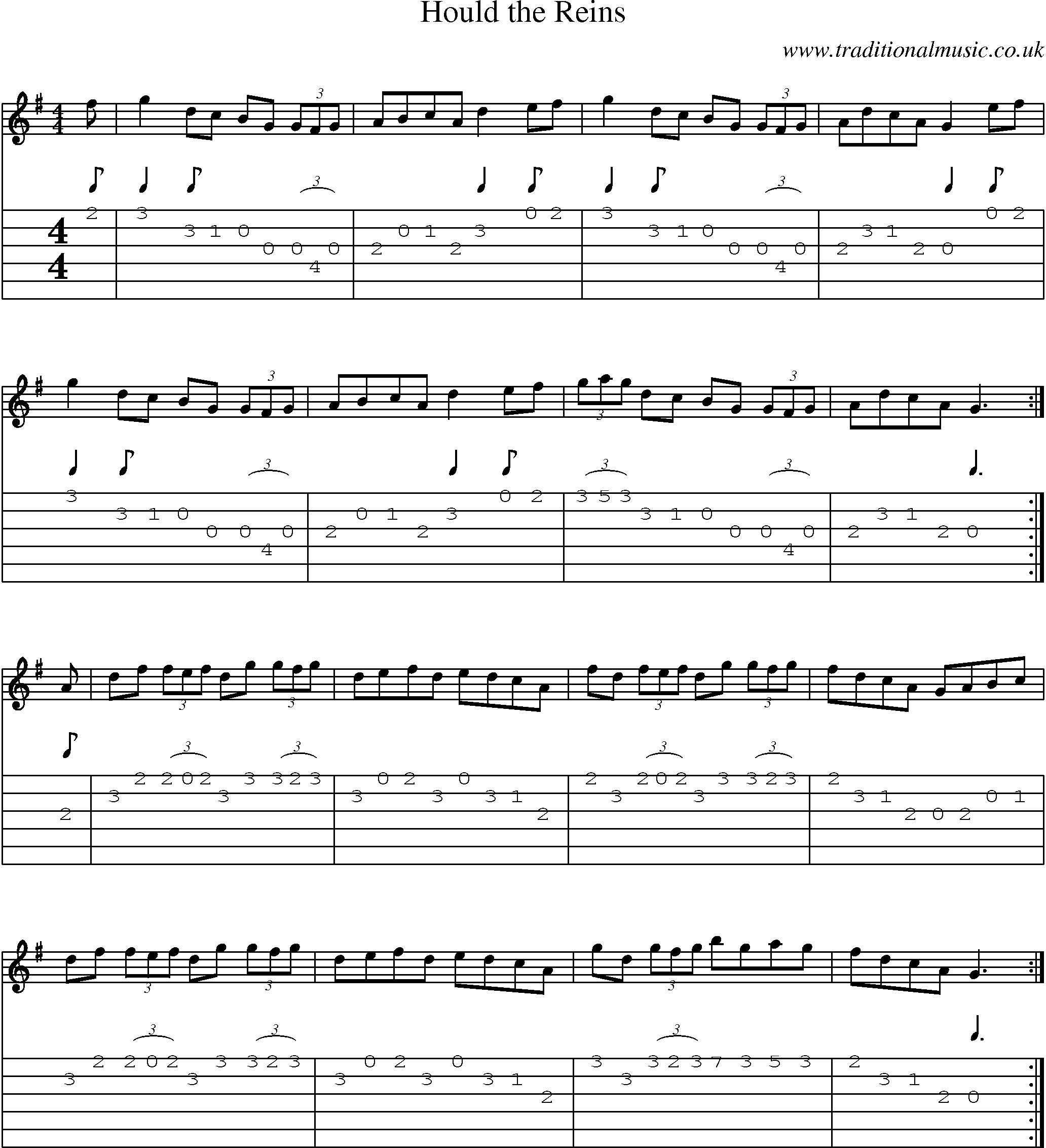 Music Score and Guitar Tabs for Hould Reins
