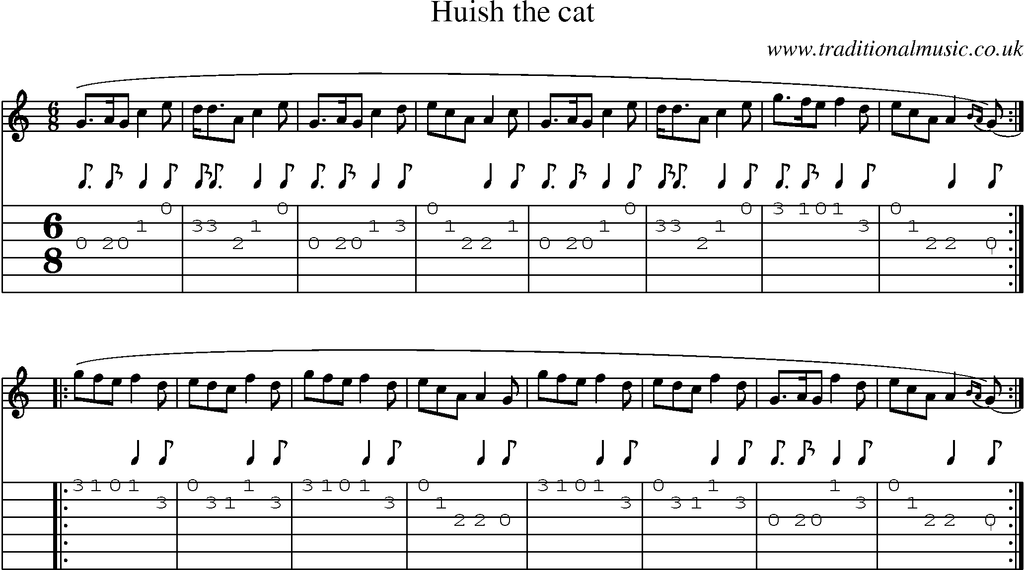 Music Score and Guitar Tabs for Huish The Cat