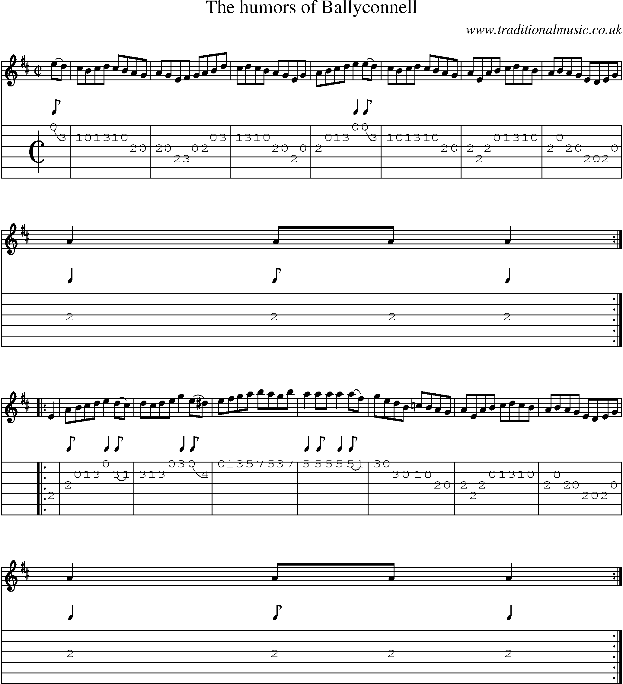 Music Score and Guitar Tabs for Humors Of Ballyconnell