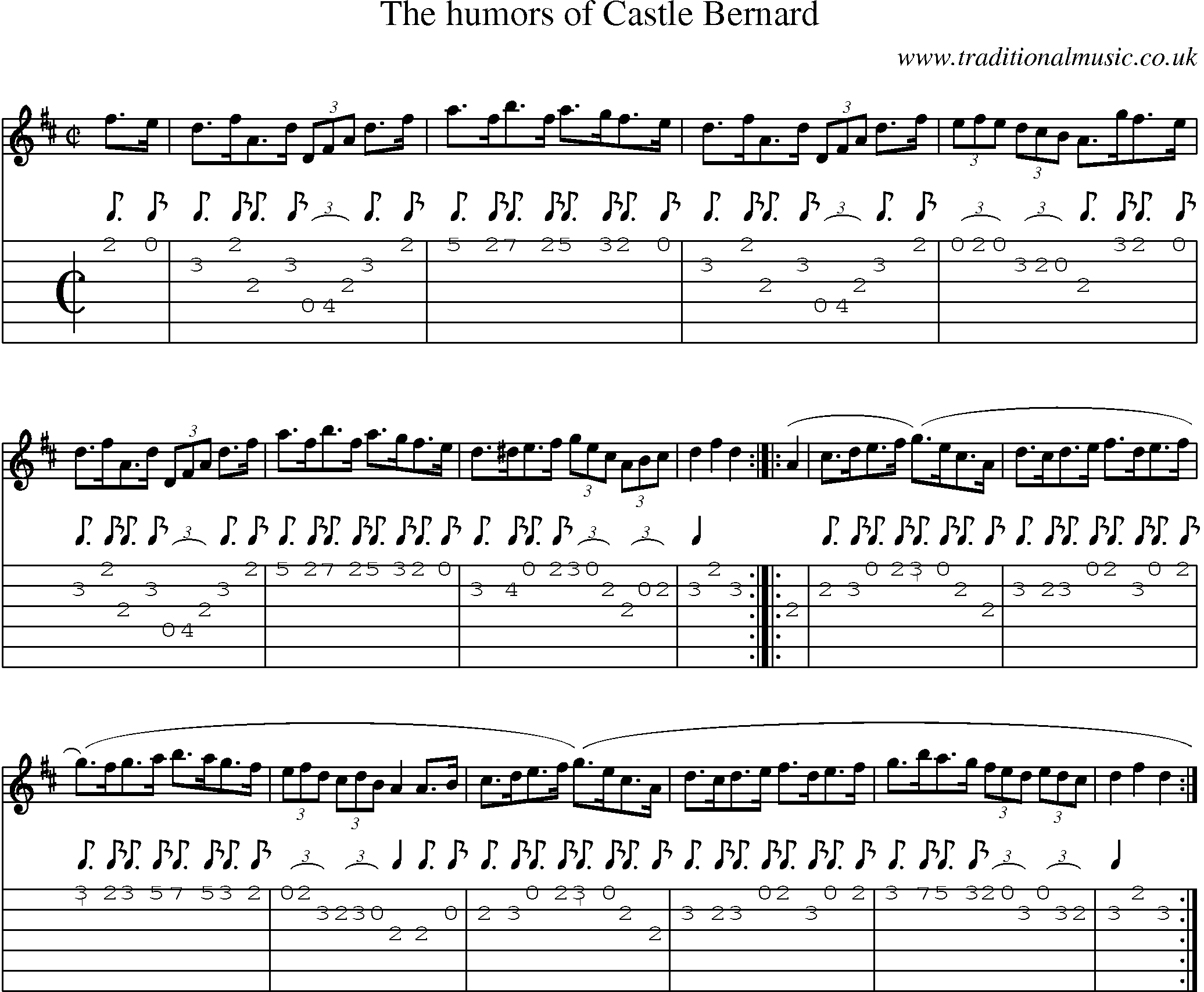 Music Score and Guitar Tabs for Humors Of Castle Bernard