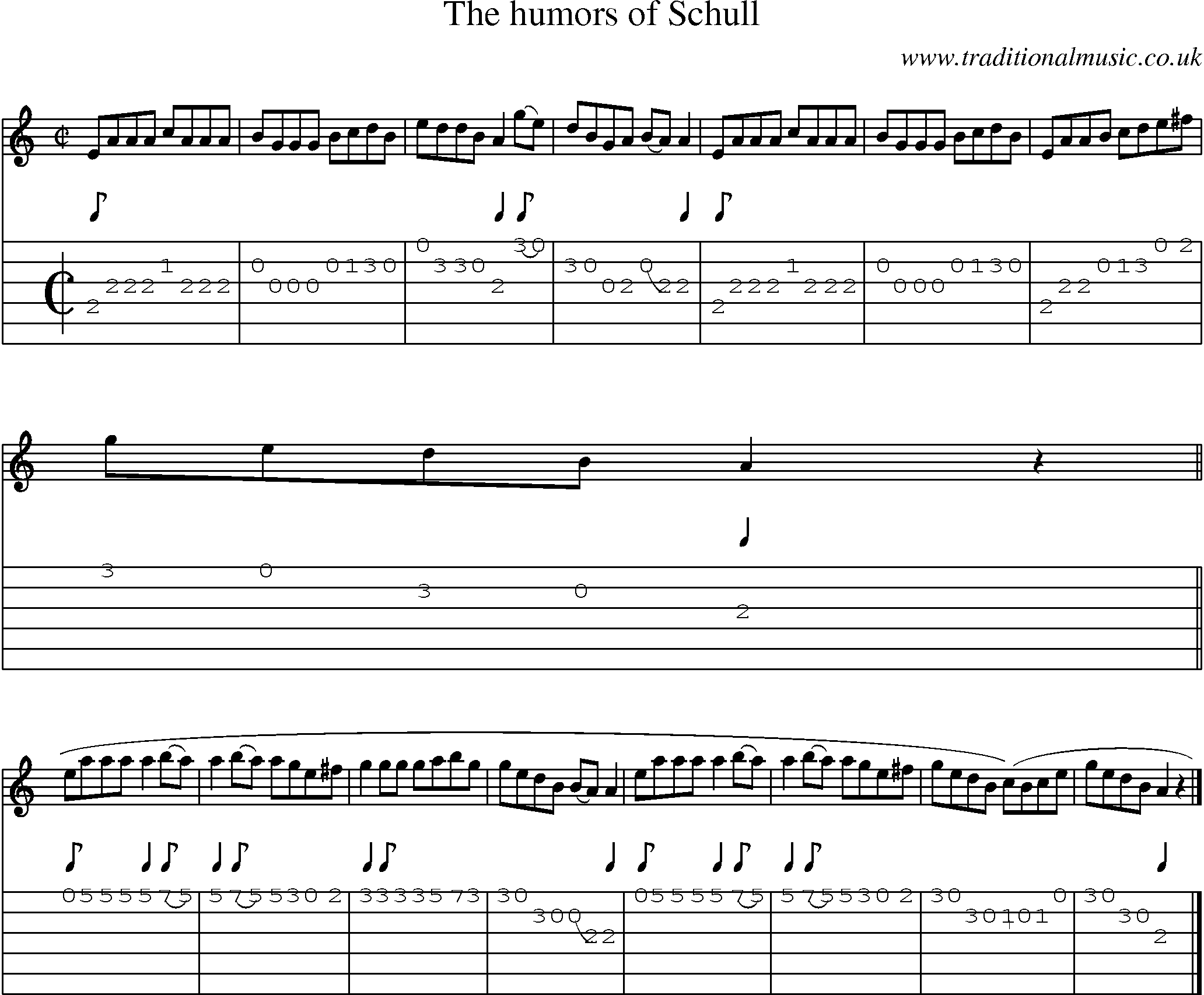 Music Score and Guitar Tabs for Humors Of Schull