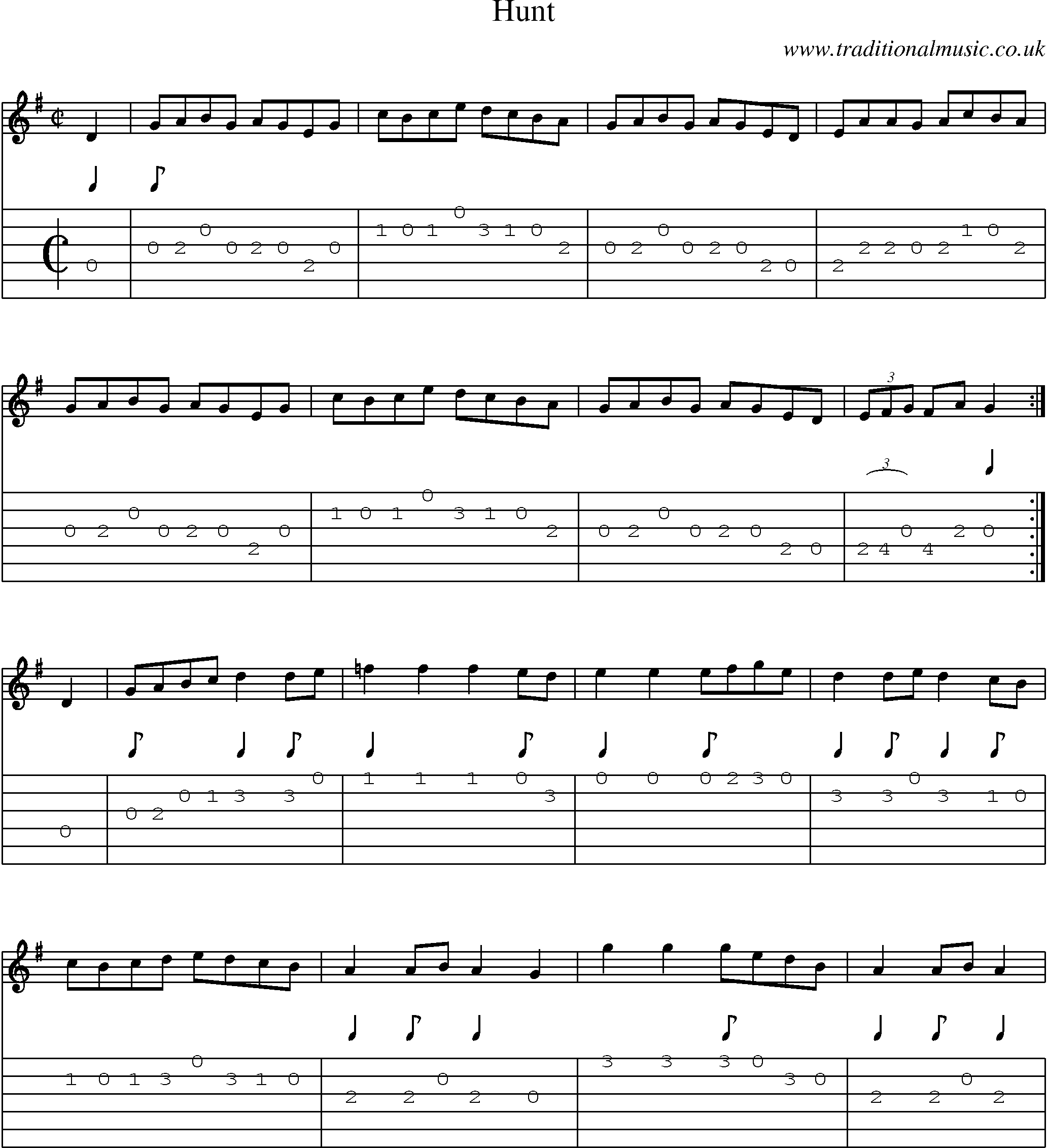 Music Score and Guitar Tabs for Hunt