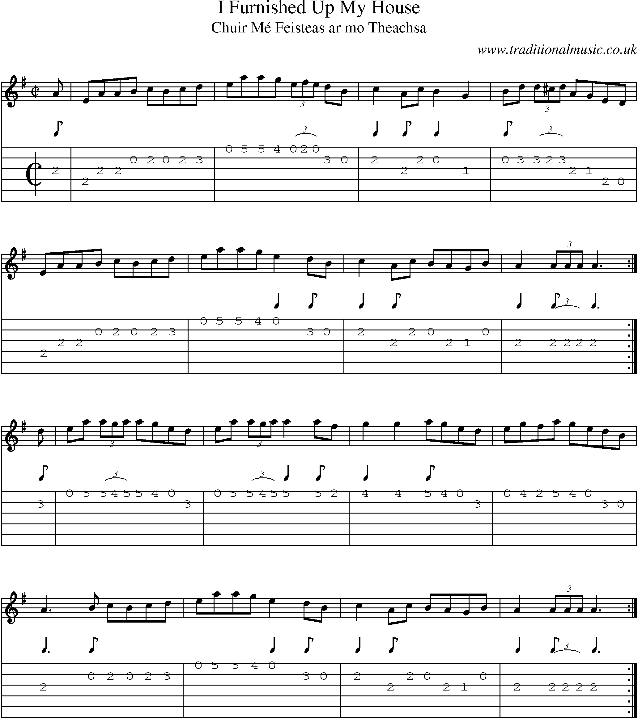 Music Score and Guitar Tabs for I Furnished Up My House